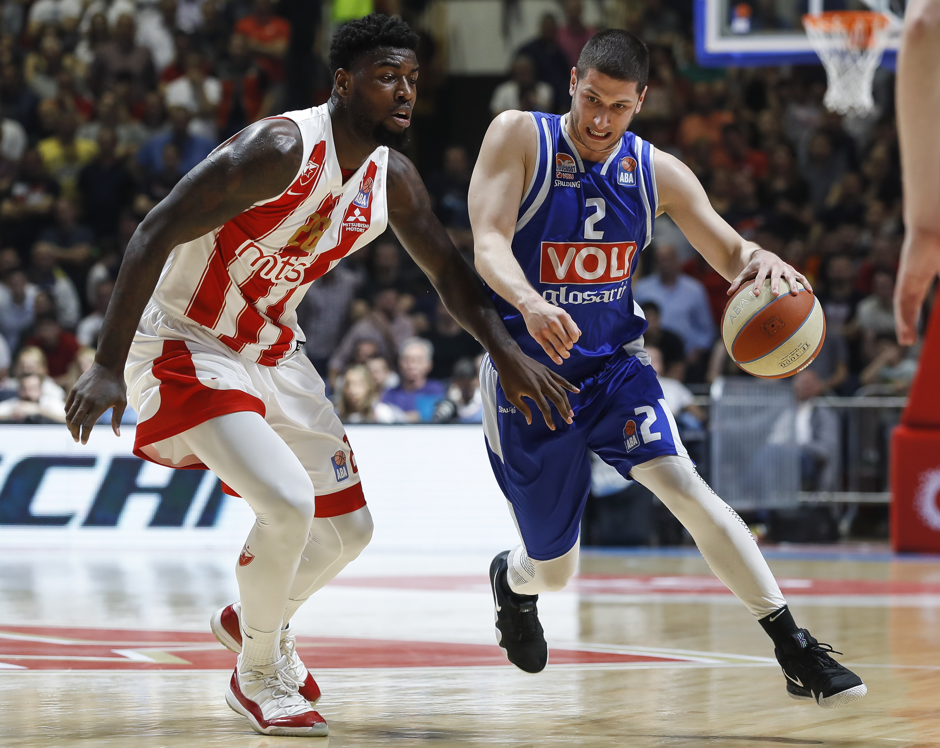 Kosarka-Play Off Final Game Two ABA League season 2017-2018
Crvena Zvezda v Buducnost (Podgorica)
Nikola Ivanovic (R) and Mathias Lessort
Beograd, 10.04.2018.
foto: Srdjan Stevanovic/Starsportphoto ©
