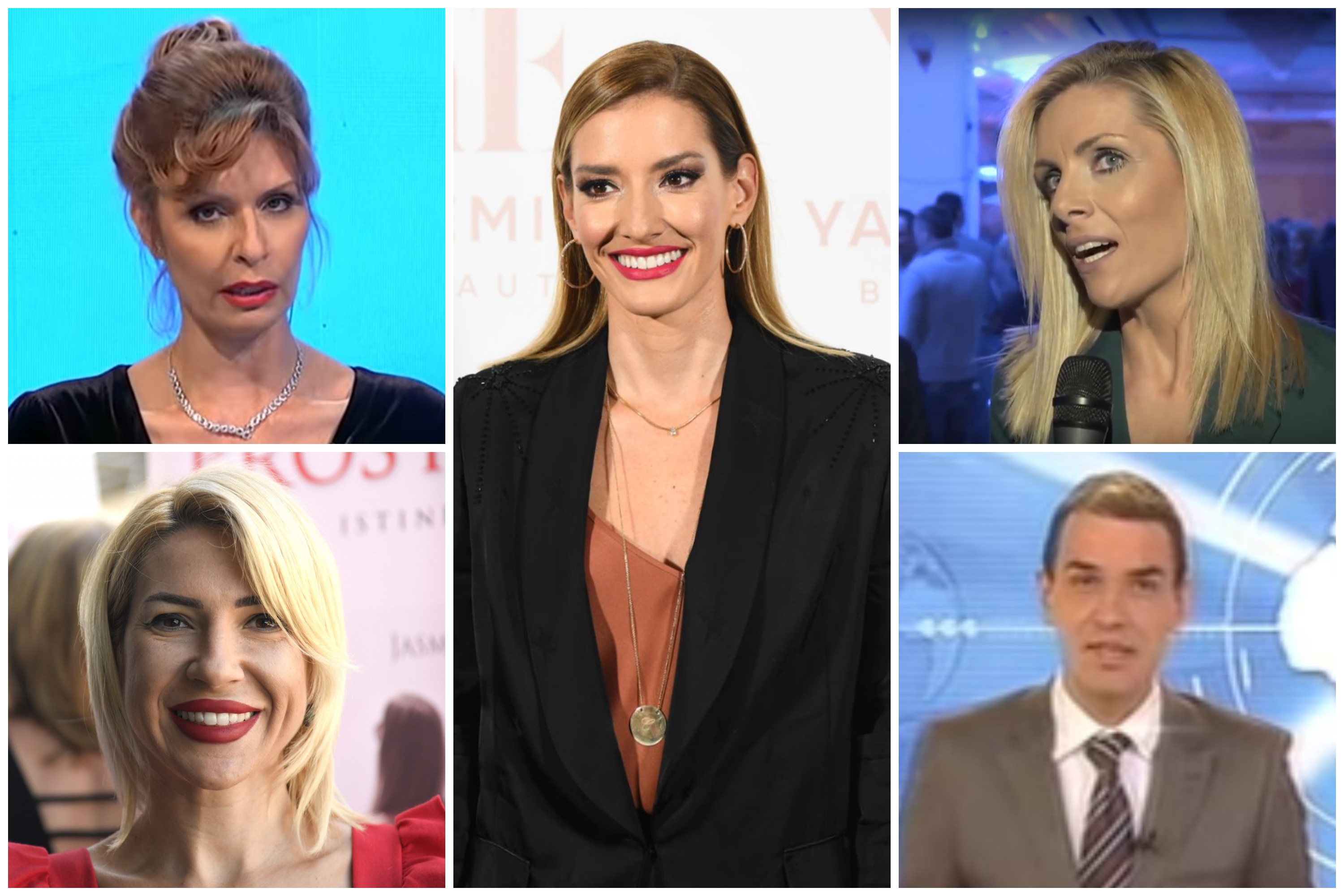Verica Bradić, Jovana Joksimović, Bojana Odavić, Jovana Jeremić i neki voditelj, lapsus, lapsusi, kombo Foto: Foto: Printscreen/YouTube/Tv Pink/RTV BK telecom/BK televizija Karic/Arhiva