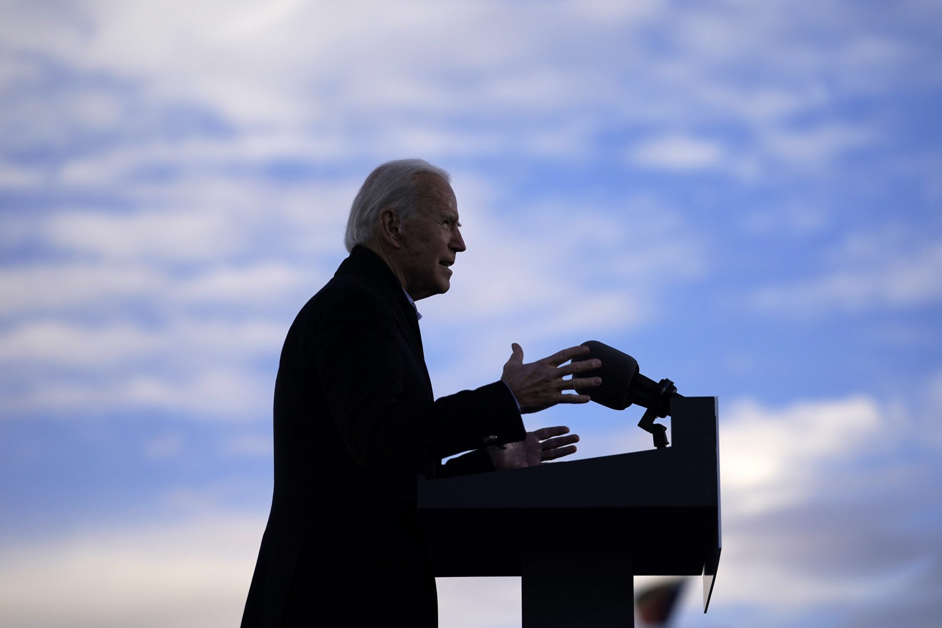 President-elect Joe Biden speaks in Atlanta, Monday, Jan. 4, 2021, as he campaigns for Senate candidates Raphael Warnock and Jon Ossoff. (AP Photo/Carolyn Kaster)