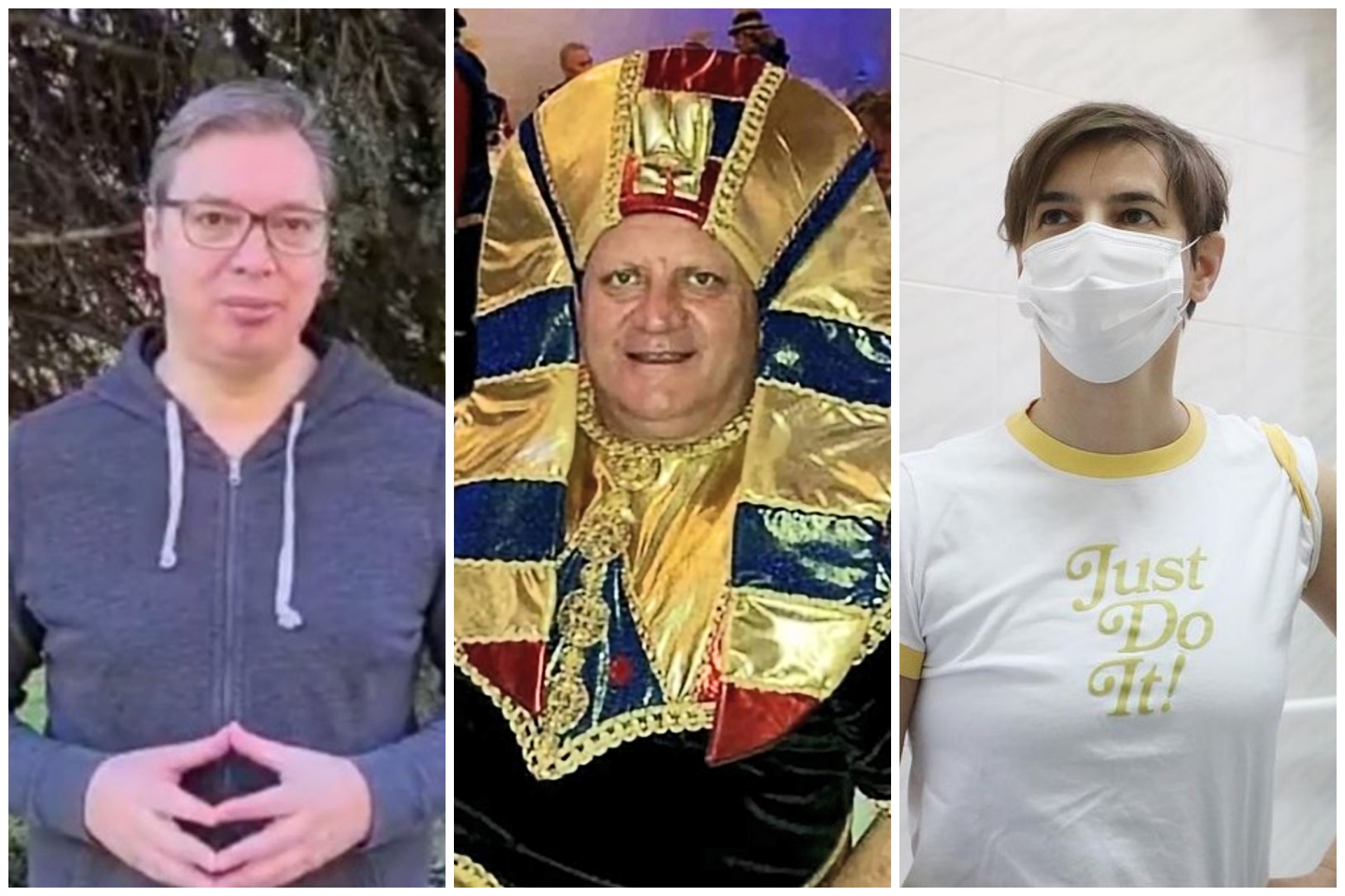 Aleksandar Vučić trenerka, Goran Cvetanović faraon, Ana Brnabić just do it kombo