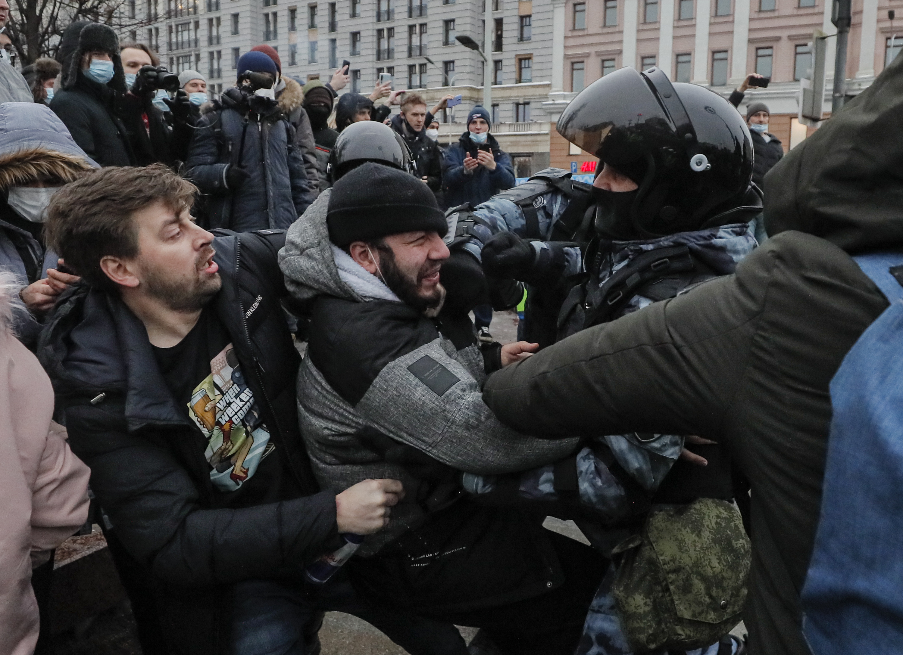 An unauthorized protest in support of Navalny in Moscow