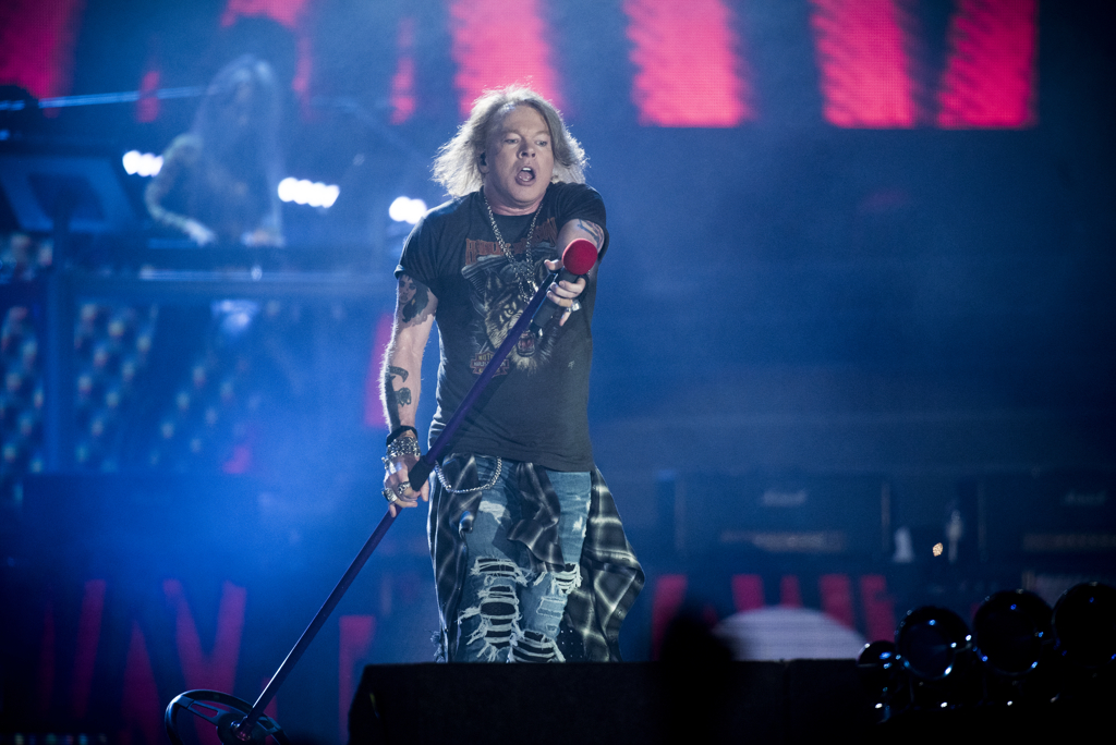epa06053664 Axl Rose, lead singer of U.S. rock band Guns N' Roses, performs at Parken Stadium, Copenhagen, Denmark, 27 June 2017.  EPA/Mads Joakim Rimer Rasmussen  DENMARK OUT
