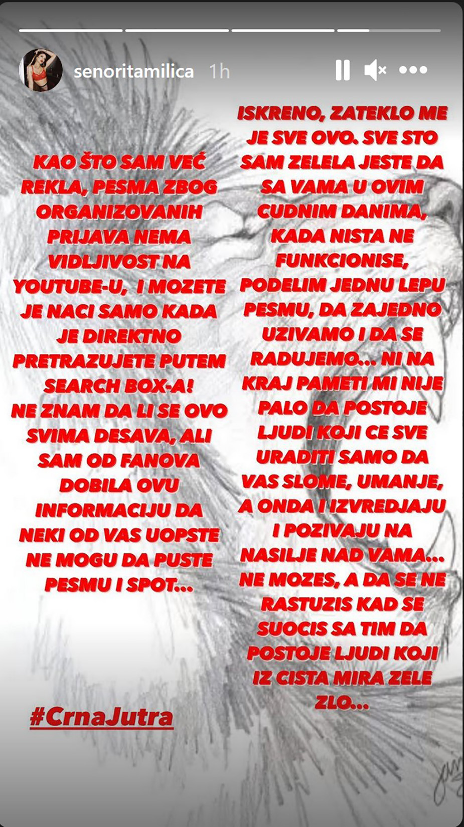 Milica Pavlović, instagram stori Foto: Instagram/senoritamilica