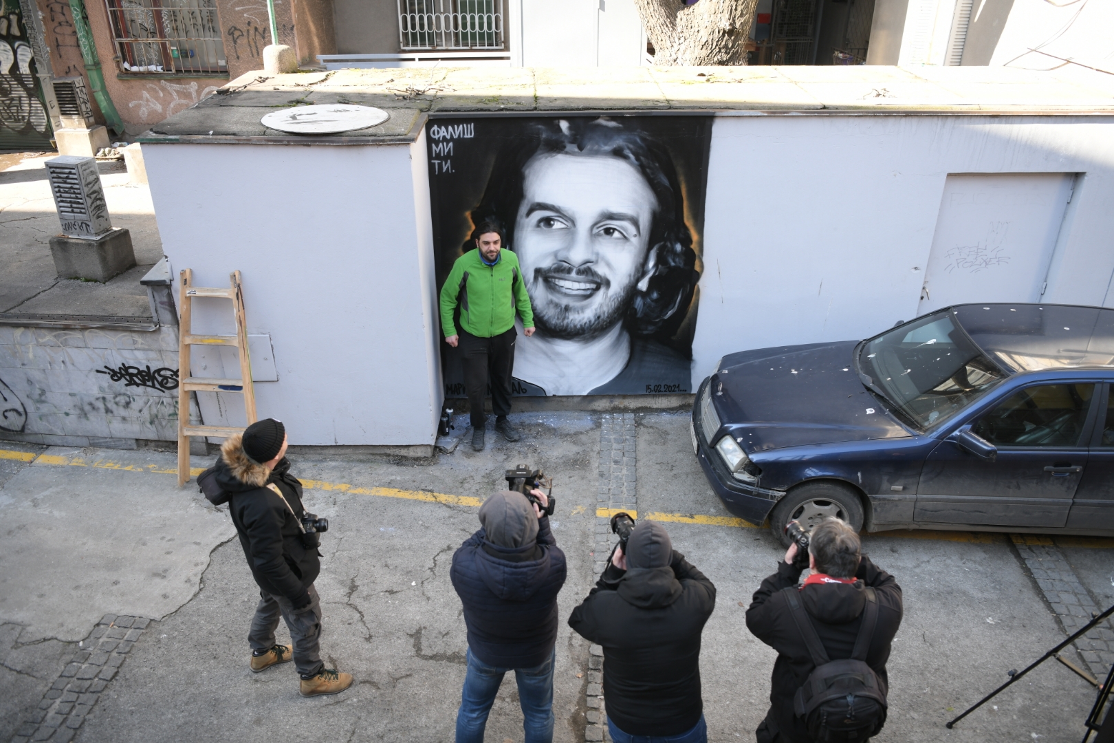 Beograd 15.02.2021. Mural posevećen Marinku Madžgalju, Marinko Madžgalj, glumac, mural, Atelje 212 Foto: Dragan Mujan/Nova.rs