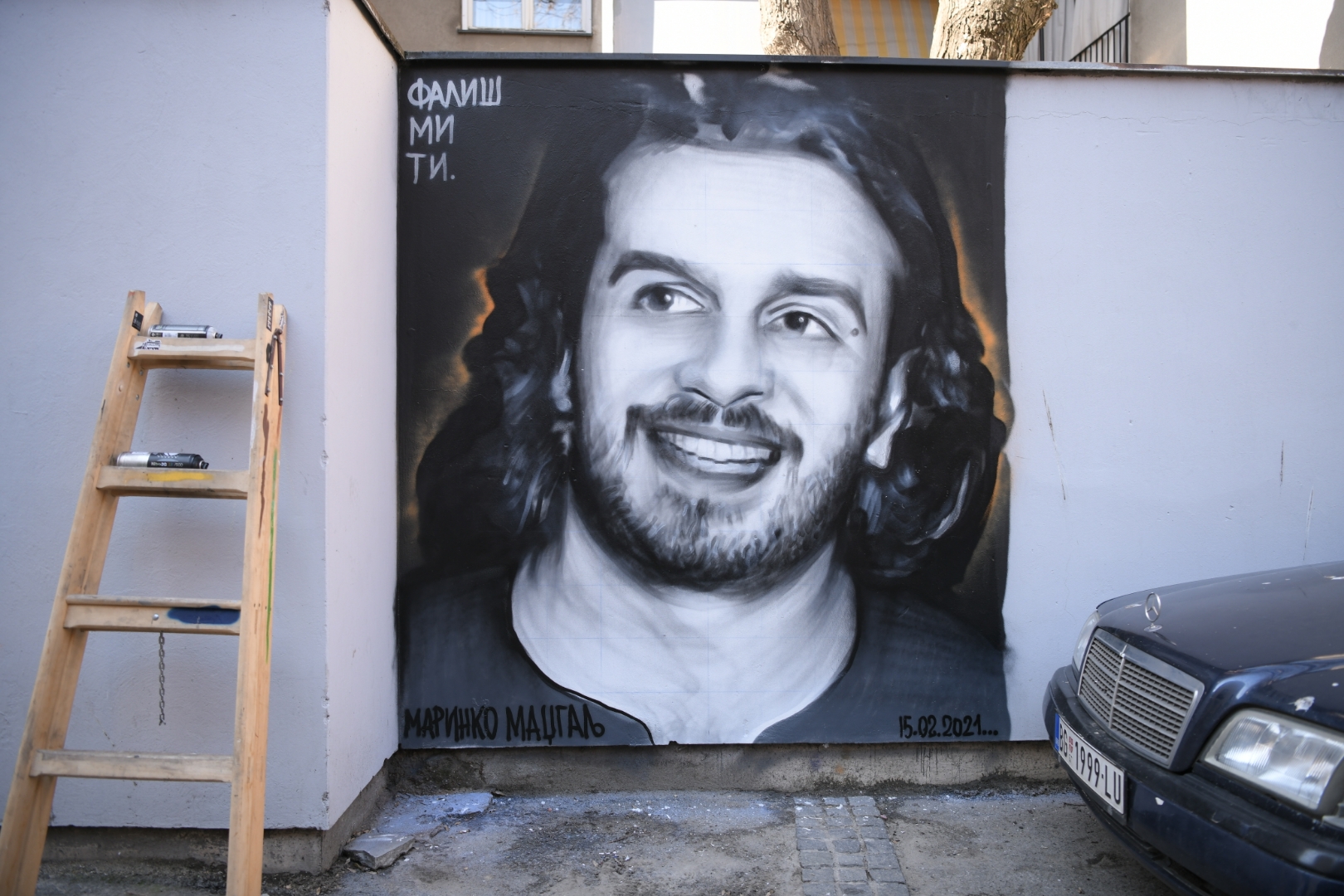 Beograd 15.02.2021. Mural posevećen Marinku Madžgalju, Marinko Madžgalj, glumac, mural, Atelje 212 Foto: Dragan Mujan/Nova.rs