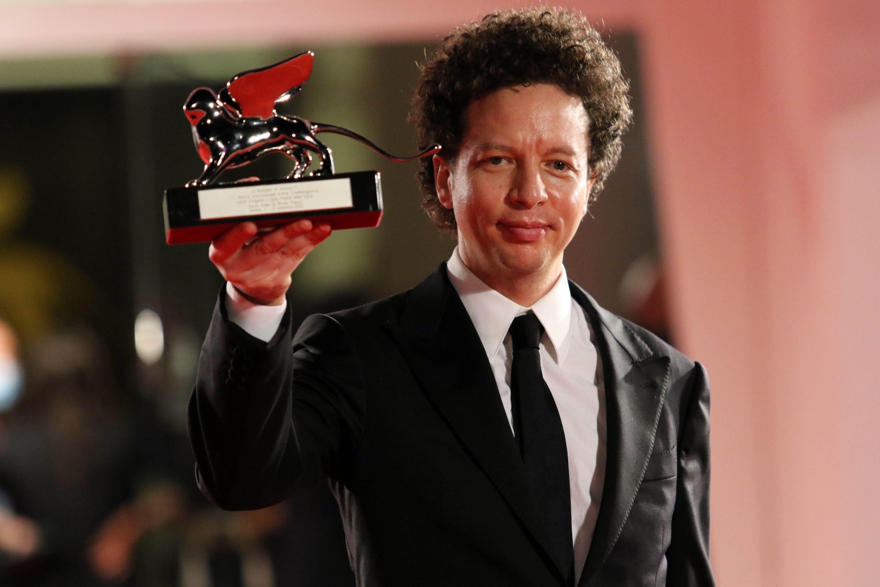Italy, Lido di Venezia, September 12, 2020 : DirectorMichel Franco poses with the Silver Lion Award for 'Nuevo Order' (New Order) during the 77th International Venice Film FestivalPhoto © Ottavia Da Re/Sintesi/Alamy Live News