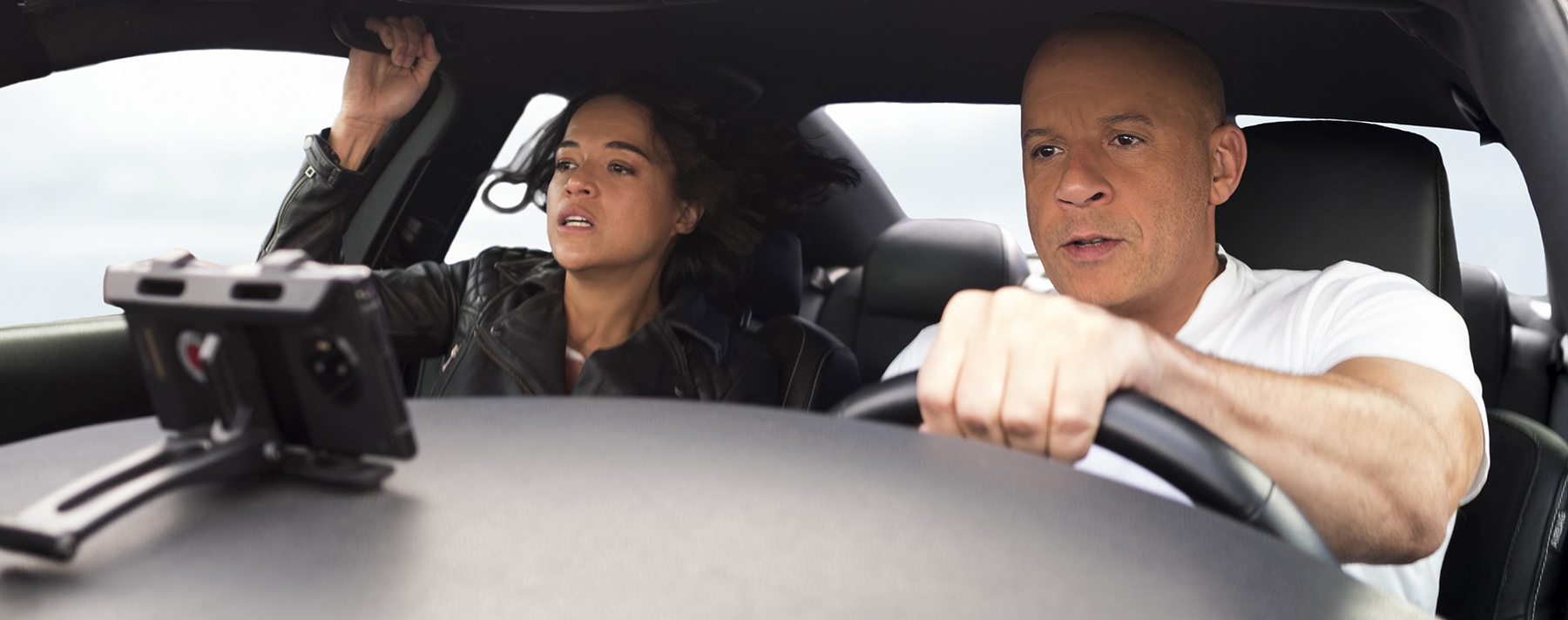 (from left) Letty (Michelle Rodriguez) and Dom (Vin Diesel) in F9, directed by Justin Lin.