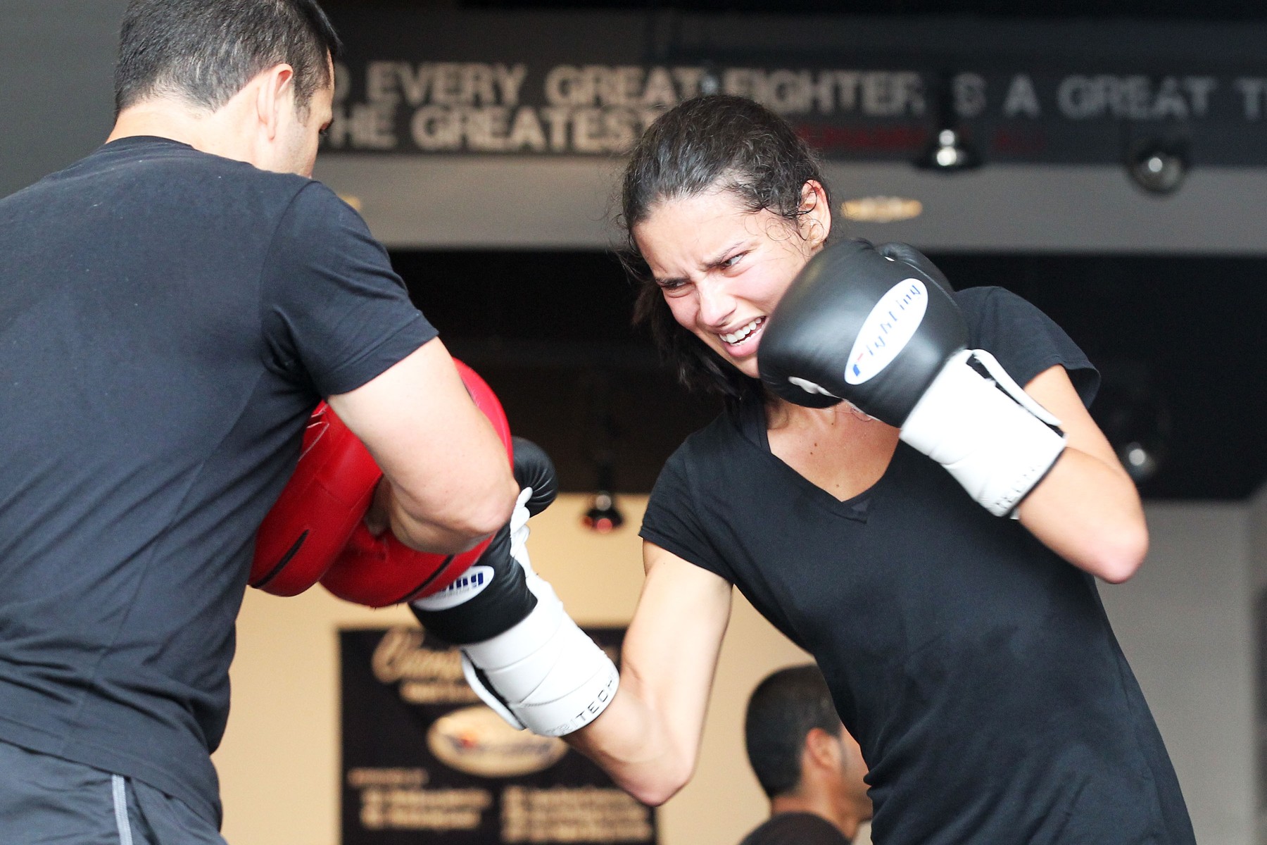 **EXCLUSIVE**  BEAUTIFUL BOXER - Adriana Lima keeps her sexy figure in shape by attended a boxing session with Dino Spencer in Miami