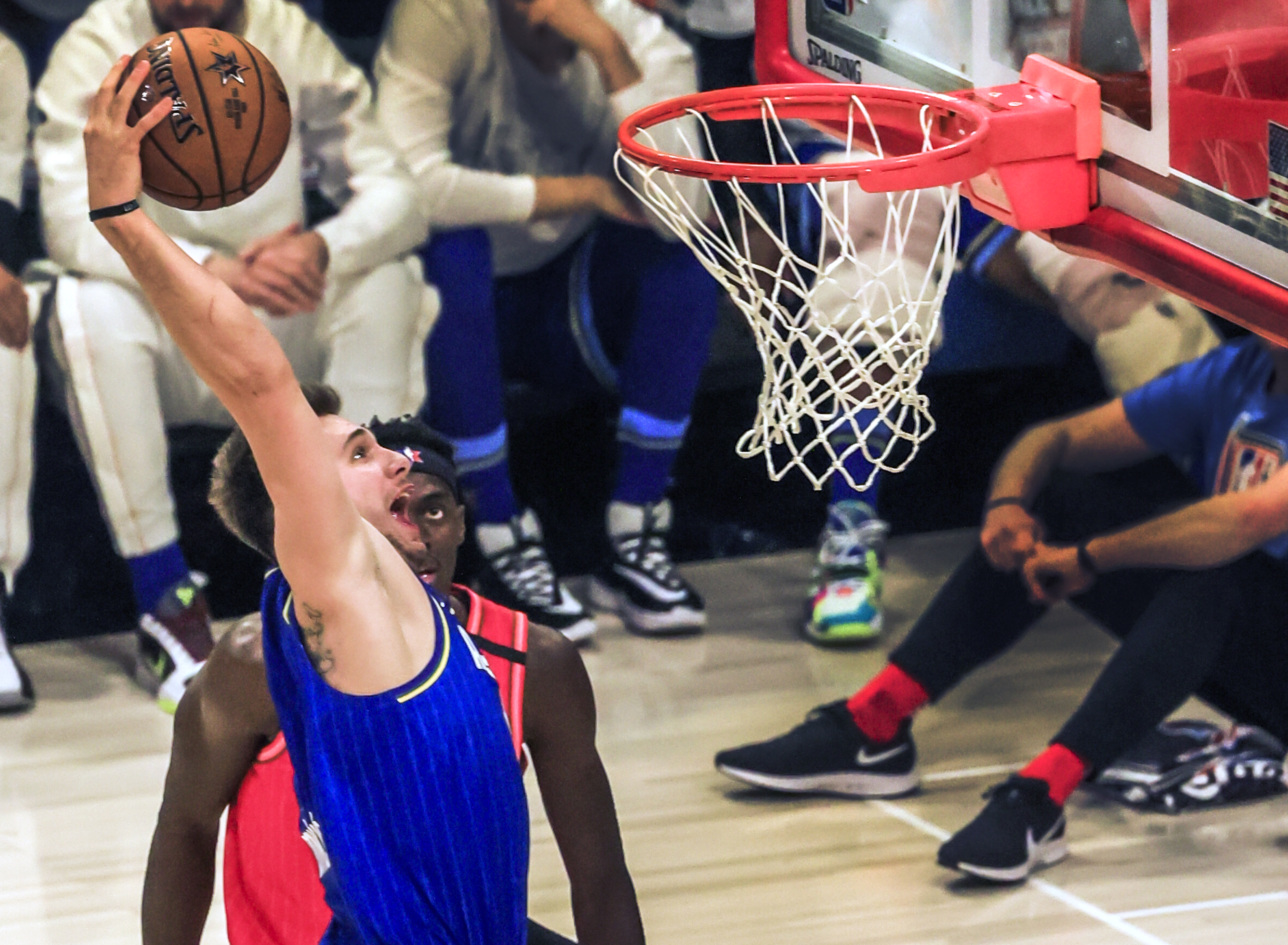 epa08223231 Team LeBron guard Luka Doncic scores during the NBA All Star game between Team Lebron and Team Giannis at the United Center in Chicago, Illinois, USA, 16 February 2020.  EPA-EFE/NUCCIO DINUZZO  SHUTTERSTOCK OUT