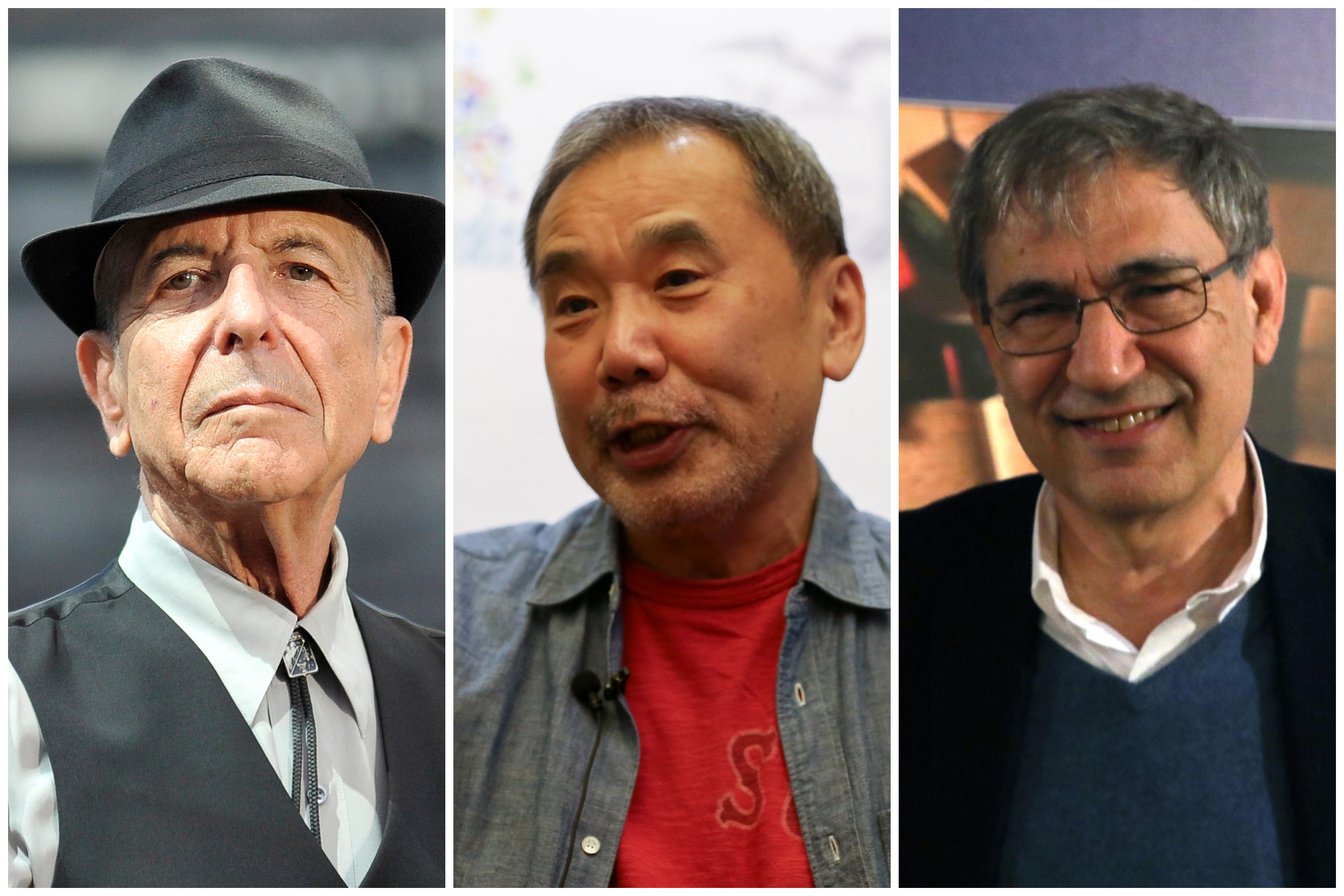 Leonard Koen, Haruki Murakami, Orhan Pamuk, kombo Foto: EPA-EFE/YOAN VALAT/JOSE JACOME/MATTEO BAZZI