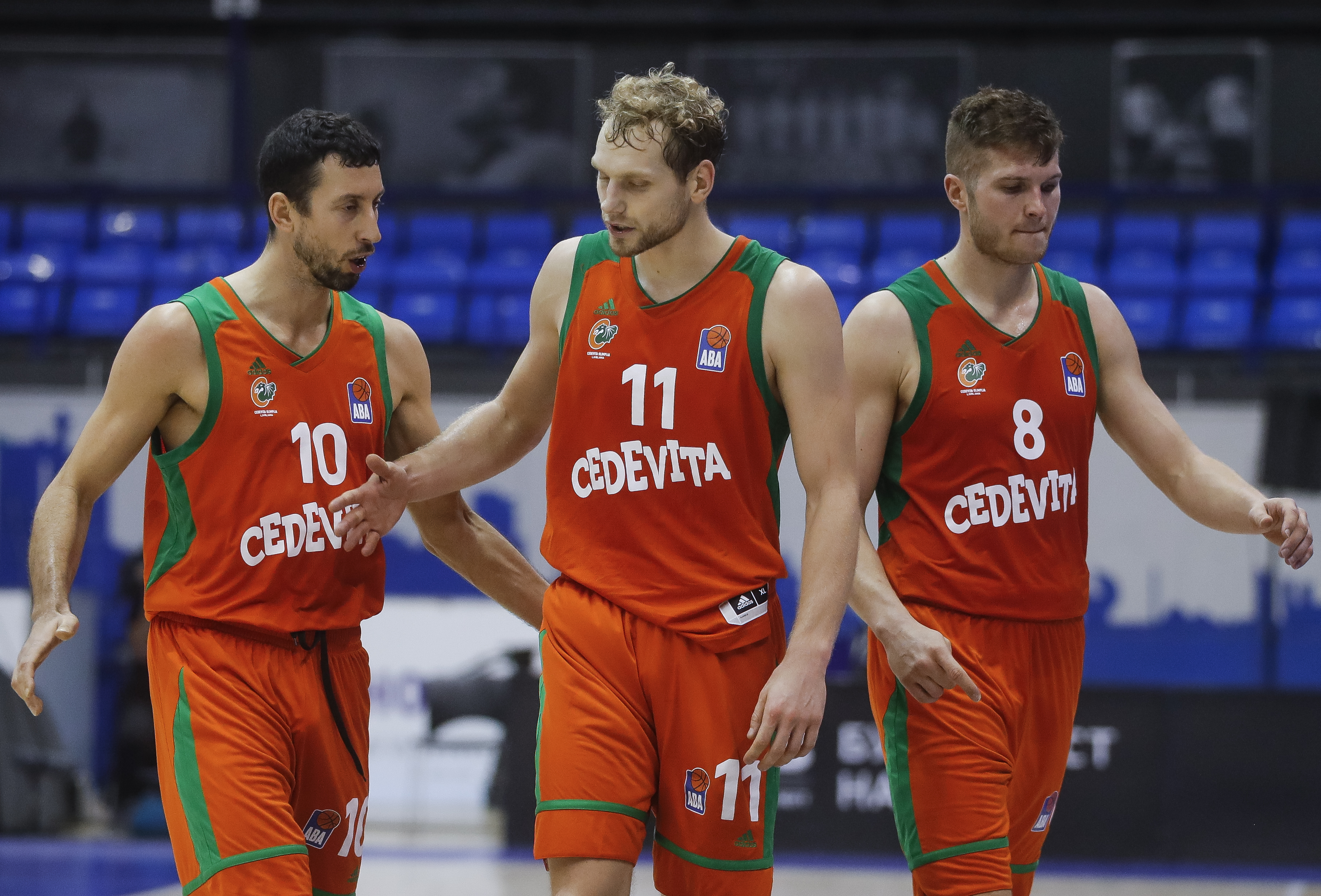 Kosarka Basketball ABA season 2020-2021
Partizan v Cedevita Olimpija
Roko Leni Ukic (L) Jaka Blazic (C) and Edo Muric (R)
Beograd, 25.10.2020.
foto: Miroslav Todorovic/Starsport.rs ©