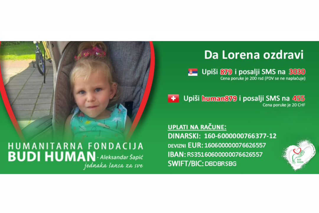 Lorena Glišić, Za Lorenu humanitarna akcija