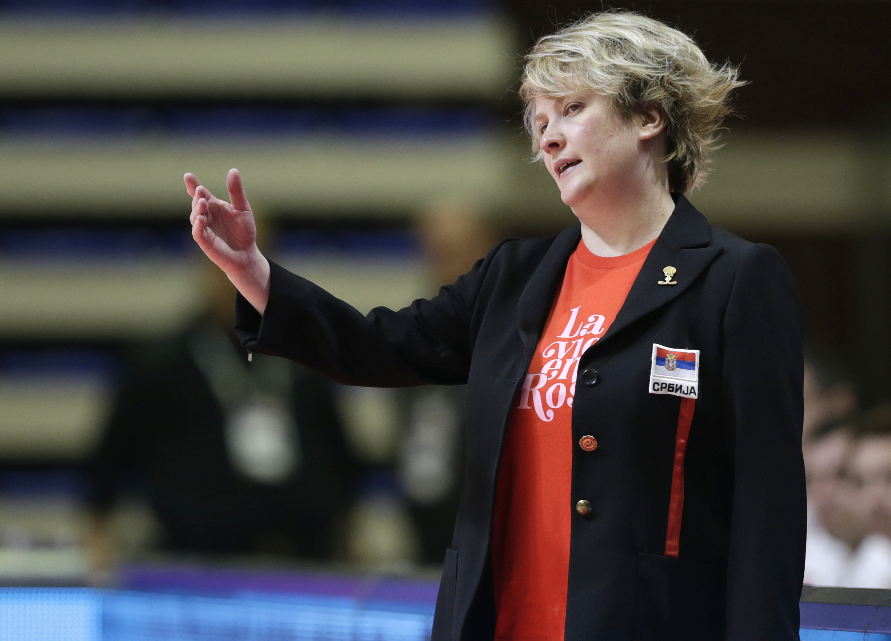 epa08198650 Serbia?s coach Marina Maljkovic reacts during the Women's Olympic Qualifying Tournament game between USA and Serbia in Belgrade, Serbia, 06 February 2020.  EPA-EFE/ANDREJ CUKIC