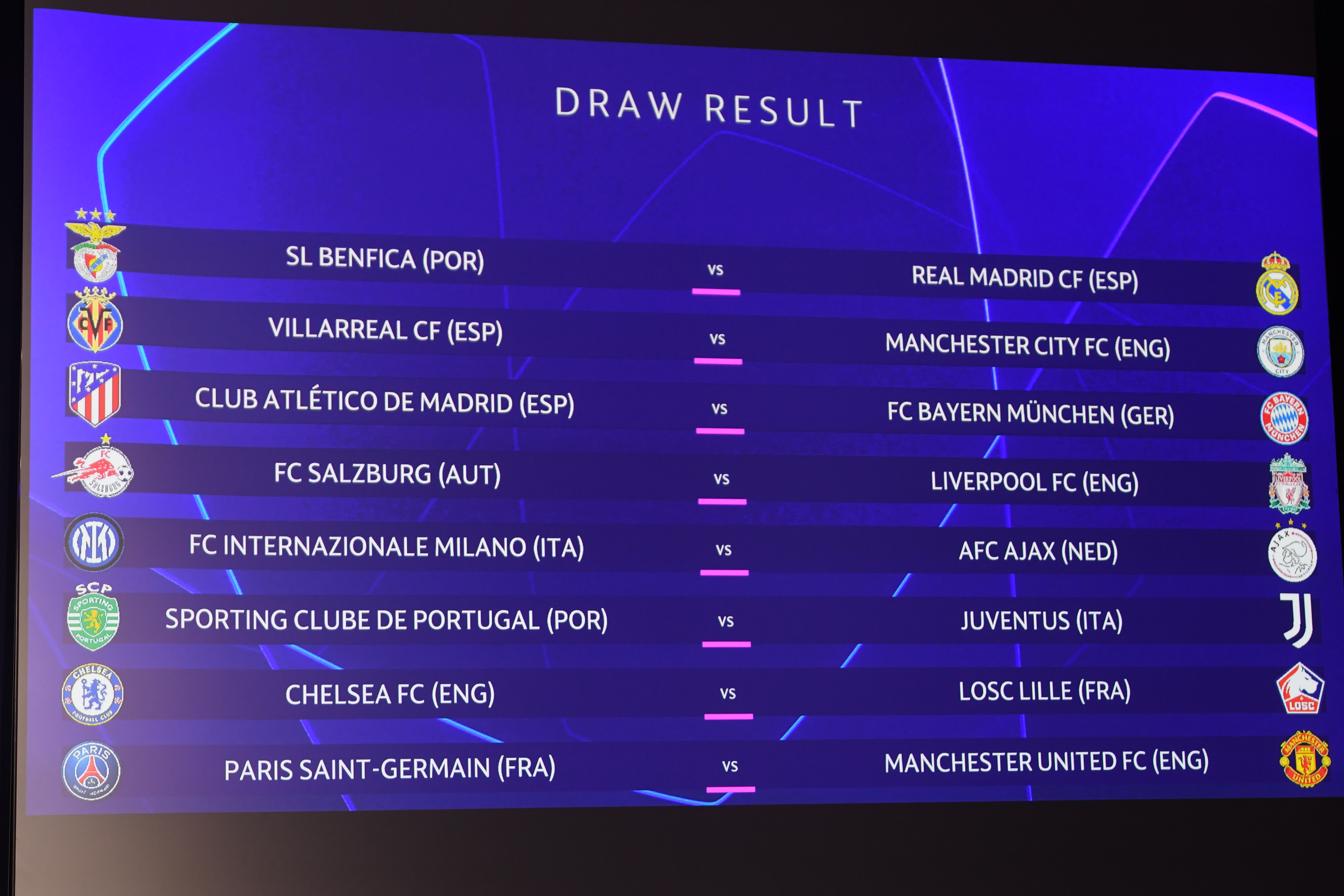UEFA Champions League Round of 16 draw