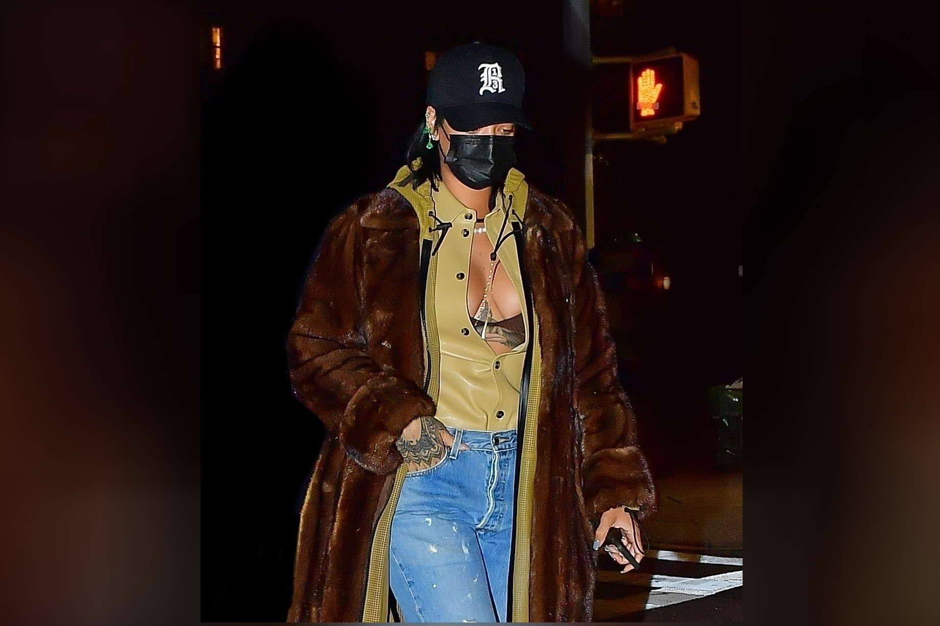 *EXCLUSIVE* Rihanna shows ample cleavage stepping out for a dinner date with A$AP Rocky in NYC