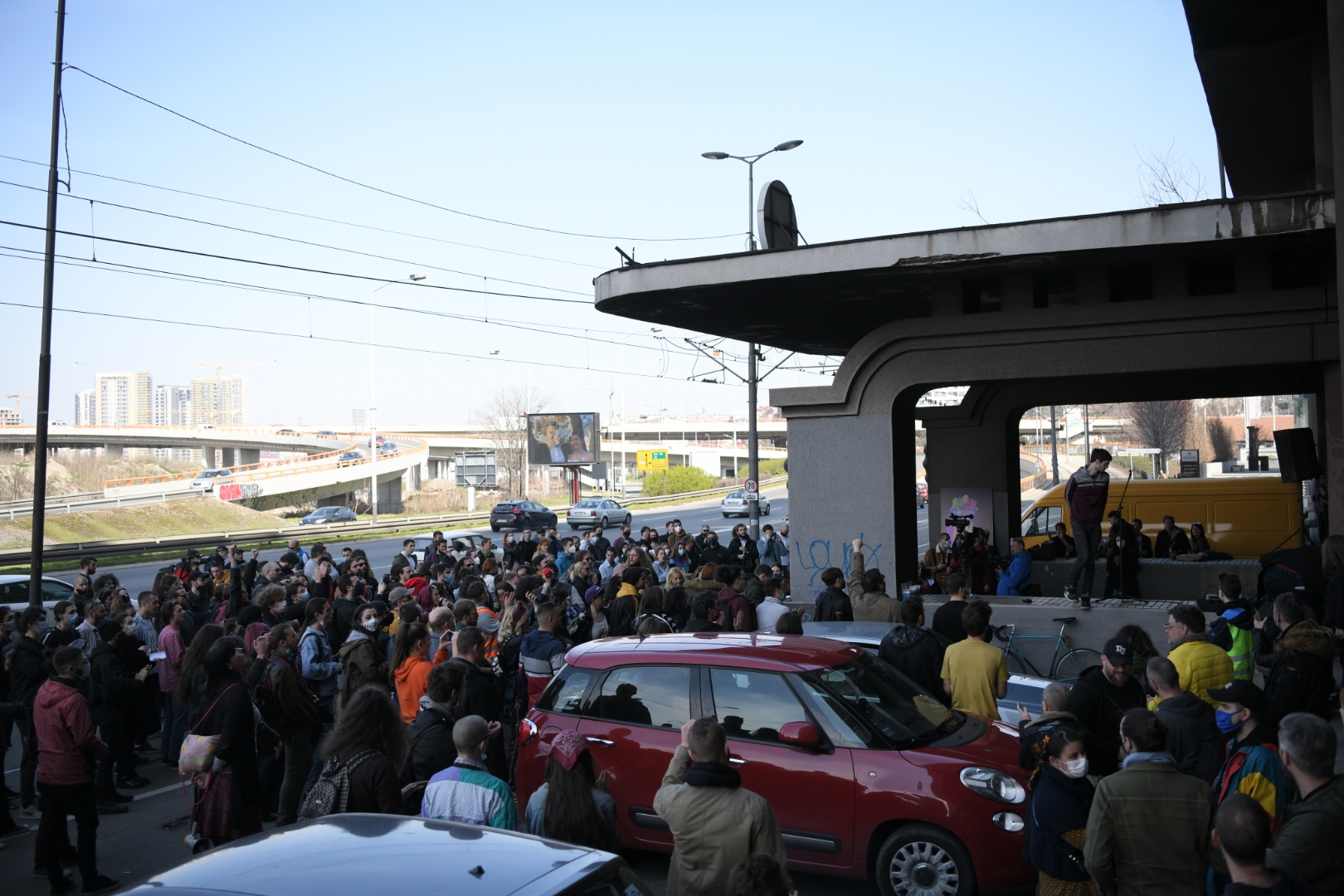 Beograd 27. mart 2021. Protest umetnika ispred zgrade BIGZ-a i iseljenja iz iste Foto:Dragan Mujan/Nova.rs