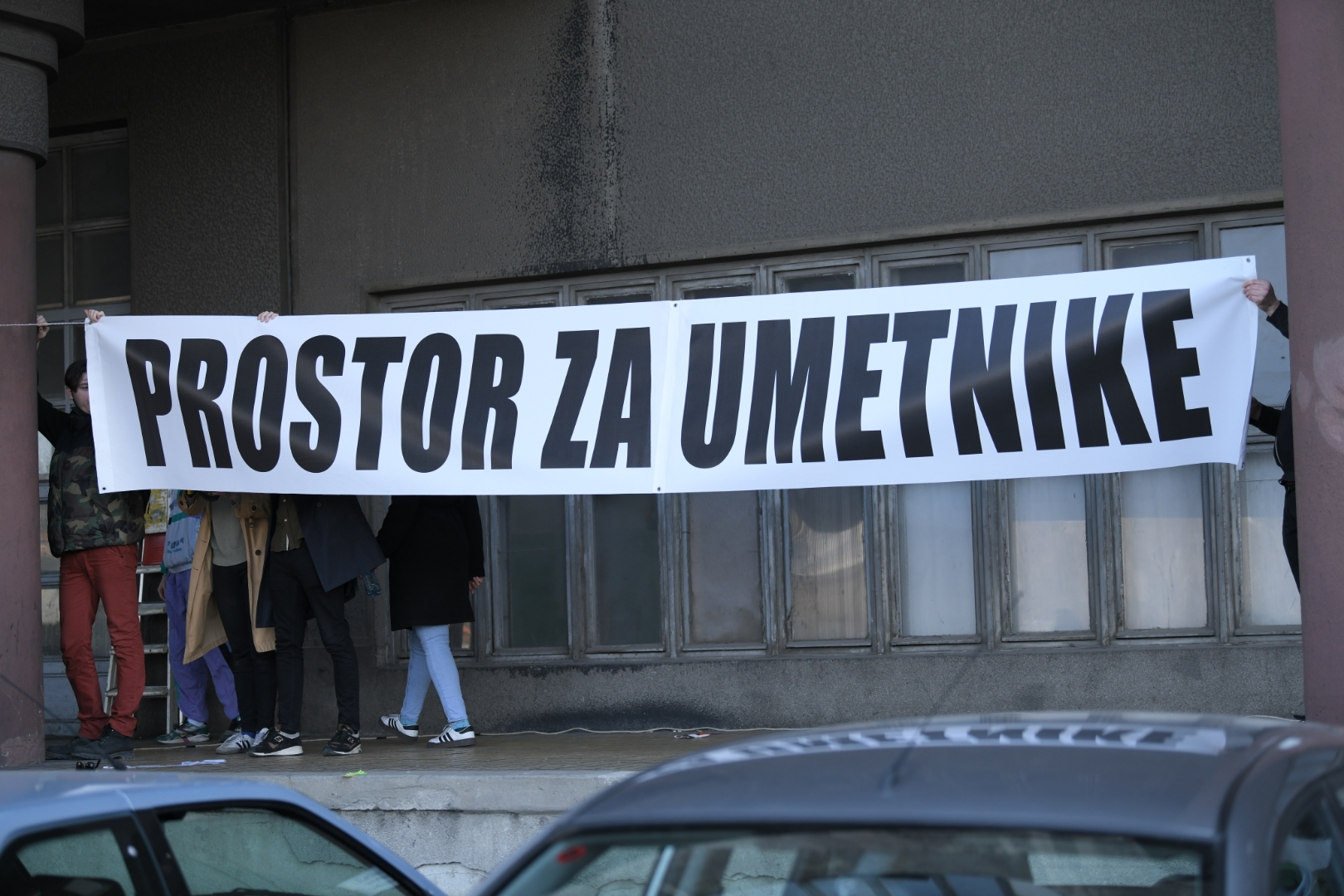 Beograd 27. mart 2021. Protest umetnika ispred zgrade BIGZ-a i iseljenja iz iste Foto:Dragan Mujan/Nova.rs