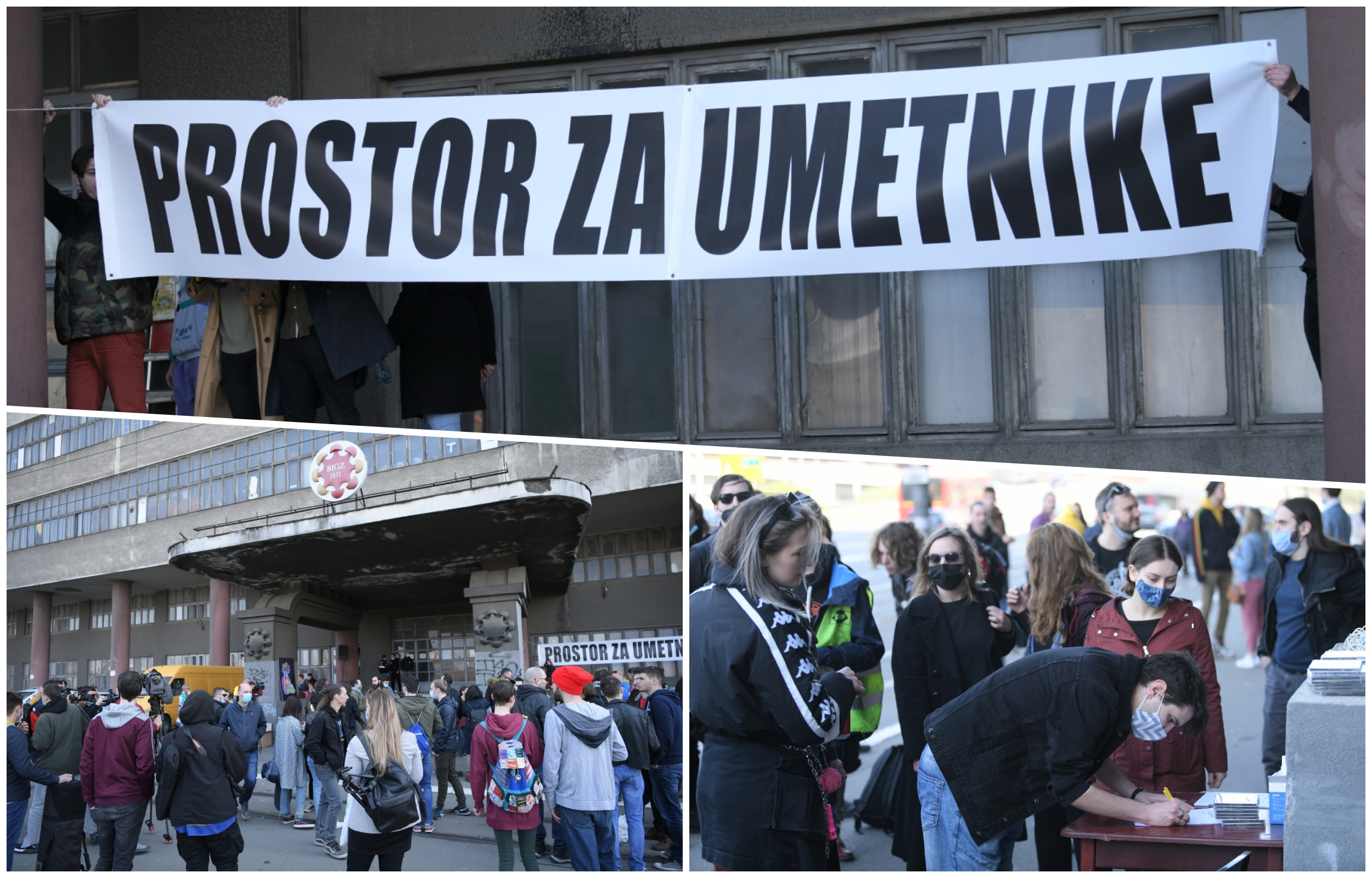 Beograd 27. mart 2021. Protest umetnika ispred zgrade BIGZ-a i iseljenja iz iste Foto:Dragan Mujan/Nova.rs