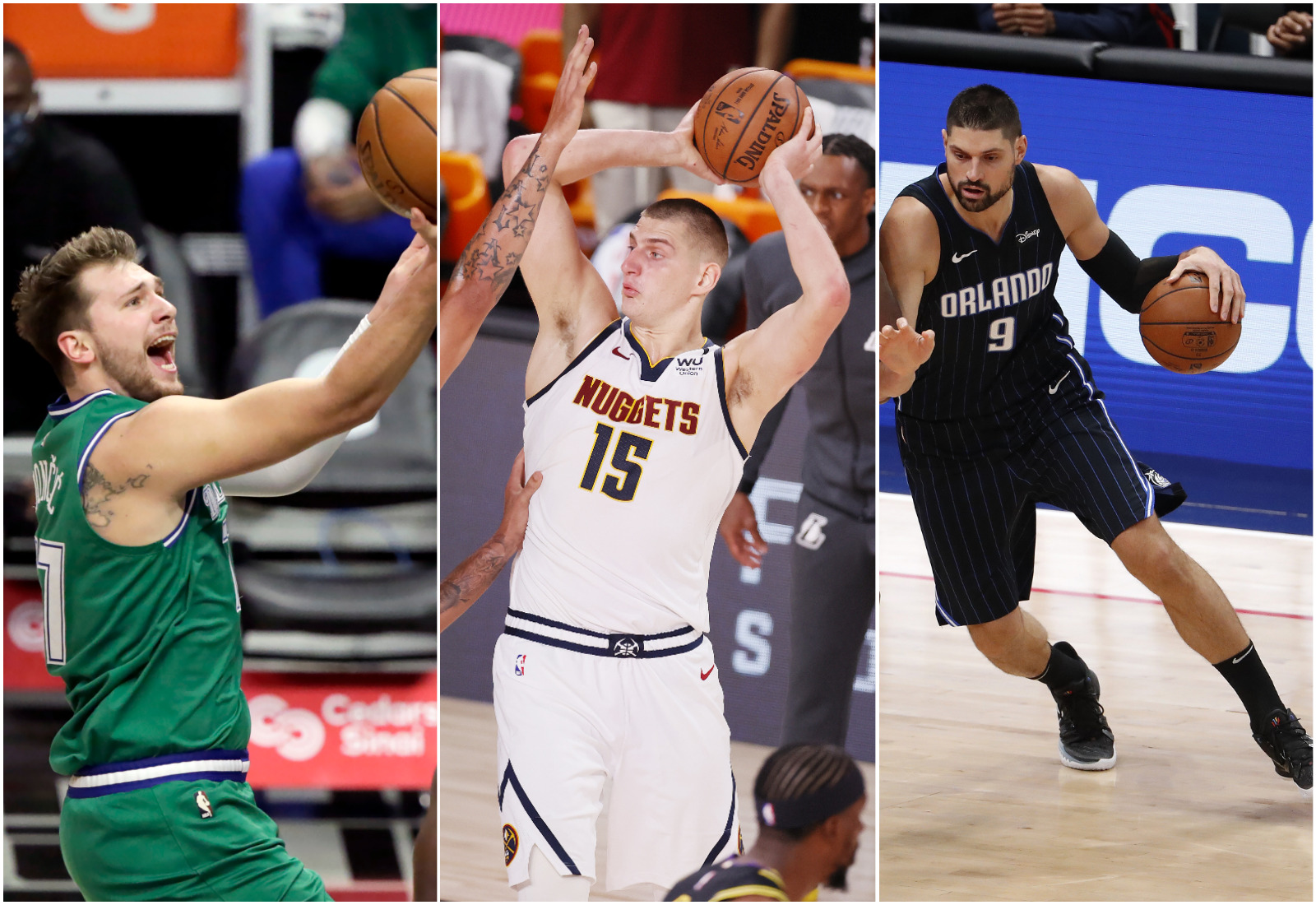 Luka Dončić, Nikola Jokić i Nikola Vučević