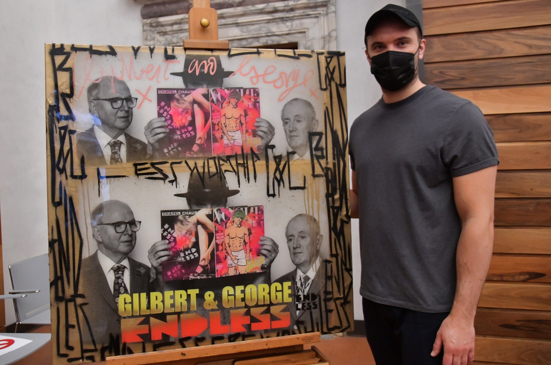 The Uffizi Gallery receives as a gift a self-portrait of the street artist Endless, Florence, Italy