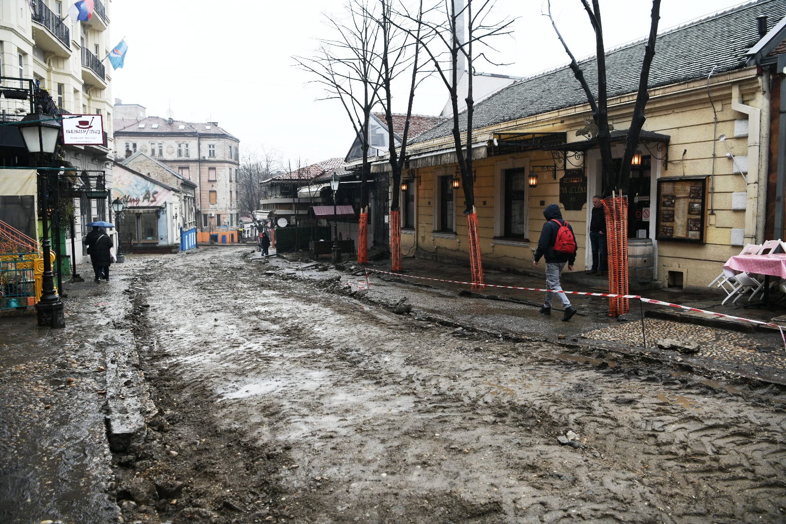 Beograd 31. januar 2021. Skadarska ulica, Skadarlija, rekonstrukcija, radovi, raskopana ulica Foto:Vesna Lalić/Nova.rs