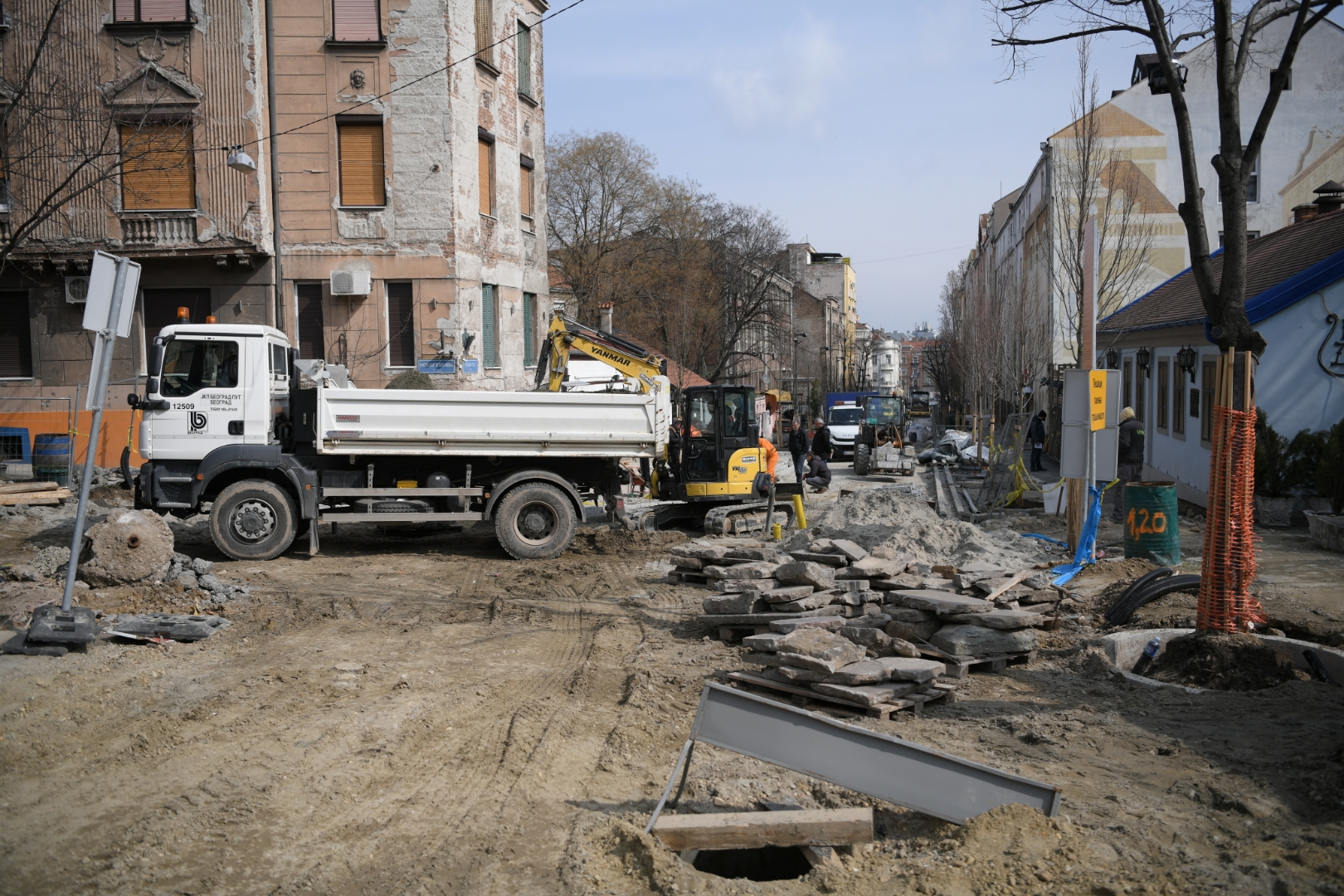 Beograd 17. mart 2021. Skadarska ulica, Skadarlija, radovi Foto:Dragan Mujan/Nova.rs