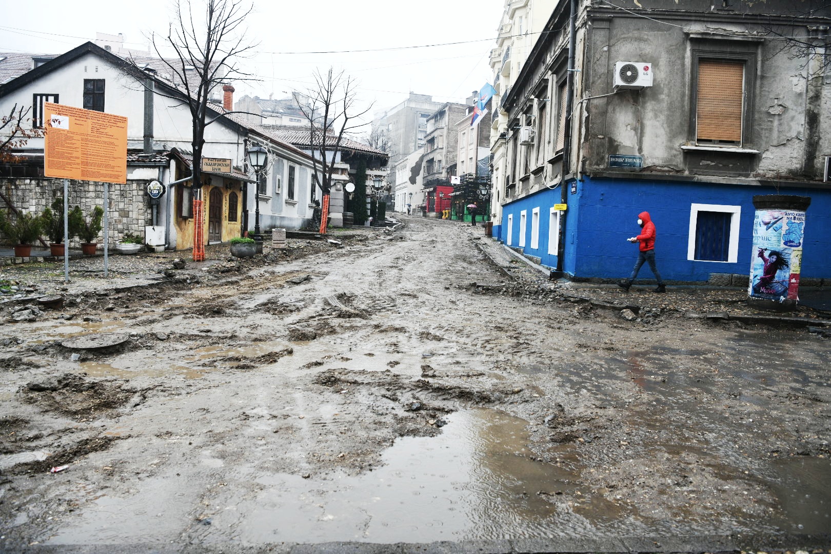 Beograd 31. januar 2021. Skadarska ulica, Skadarlija, rekonstrukcija, radovi, raskopana ulica Foto:Vesna Lalić/Nova.rs