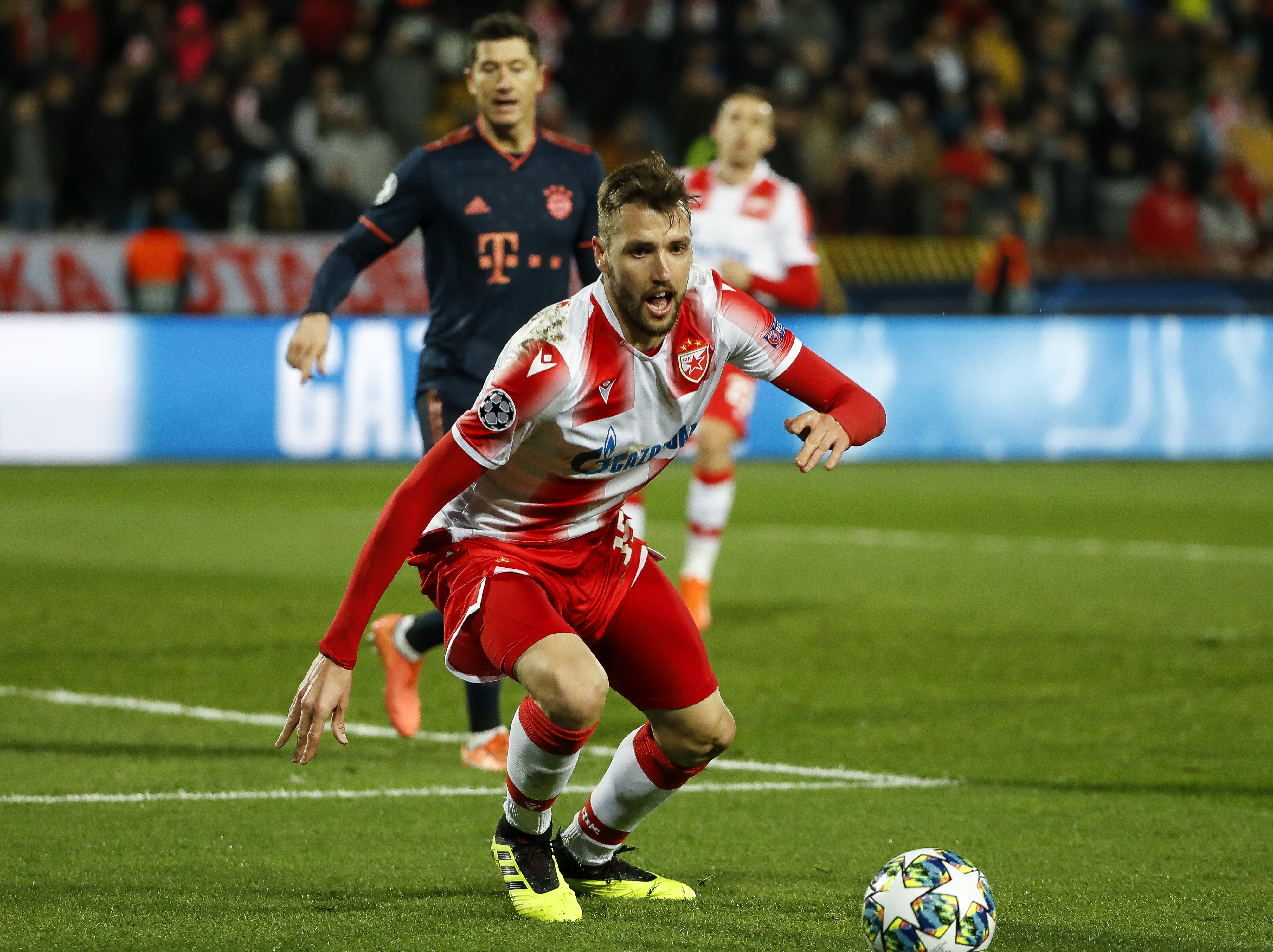 Fudbal Football UEFA Champions League Group B season 2019/2020
Crvena Zvezda v Bayern Munich
Nemanja Milunovic (R) and Robert Lewandowski (L)
Beograd, 26.11.2019.
foto: Srdjan Stevanovic/Starsportphoto ©