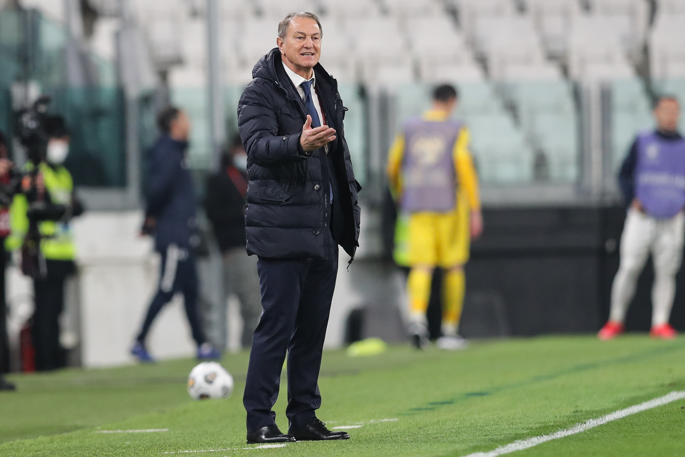 epa09094825 Azerbaijan head coach Gianni De Biasi reacts during the FIFA World Cup Qatar 2022 Group A qualifier match Portugal against Azerbaijan in Turin, Italy, 24 March 2021.  EPA-EFE/MIGUEL A. LOPES