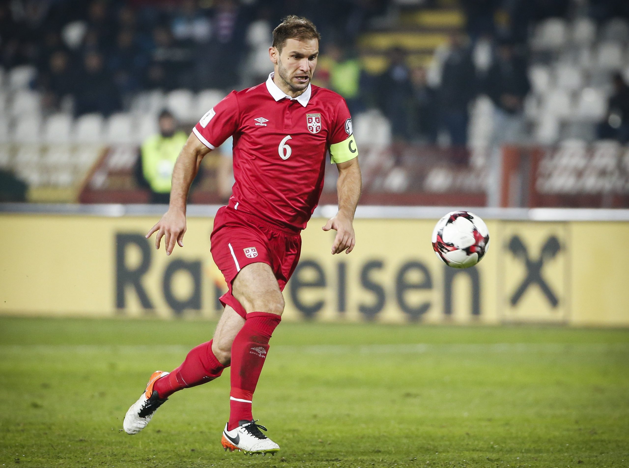 BELGRADE, SERBIA - OCTOBER 09: Branislav Ivanovic of Serbia in action during the FIFA 2018 World Cup Qualifier between Serbia and Austria at stadium Rajko Mitic on October 9, 2016 in Belgrade, . (Photo by Srdjan Stevanovic/Getty Images)