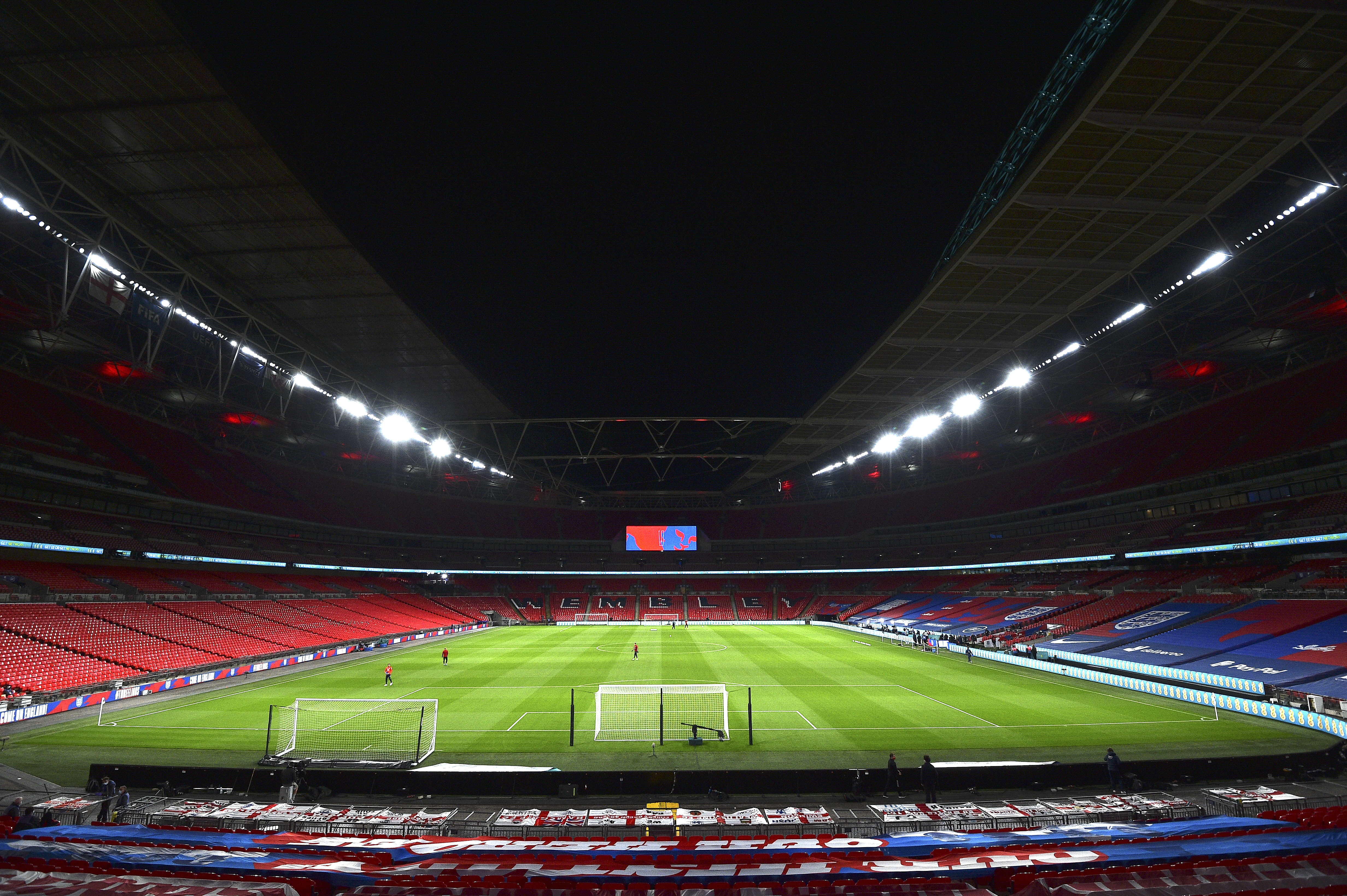 epa08730263 A general view of Wembley stadium ahead of the international friendly soccer match between England and Wales in London, Britain, 08 October 2020.  EPA-EFE/Glyn Kirk / POOL