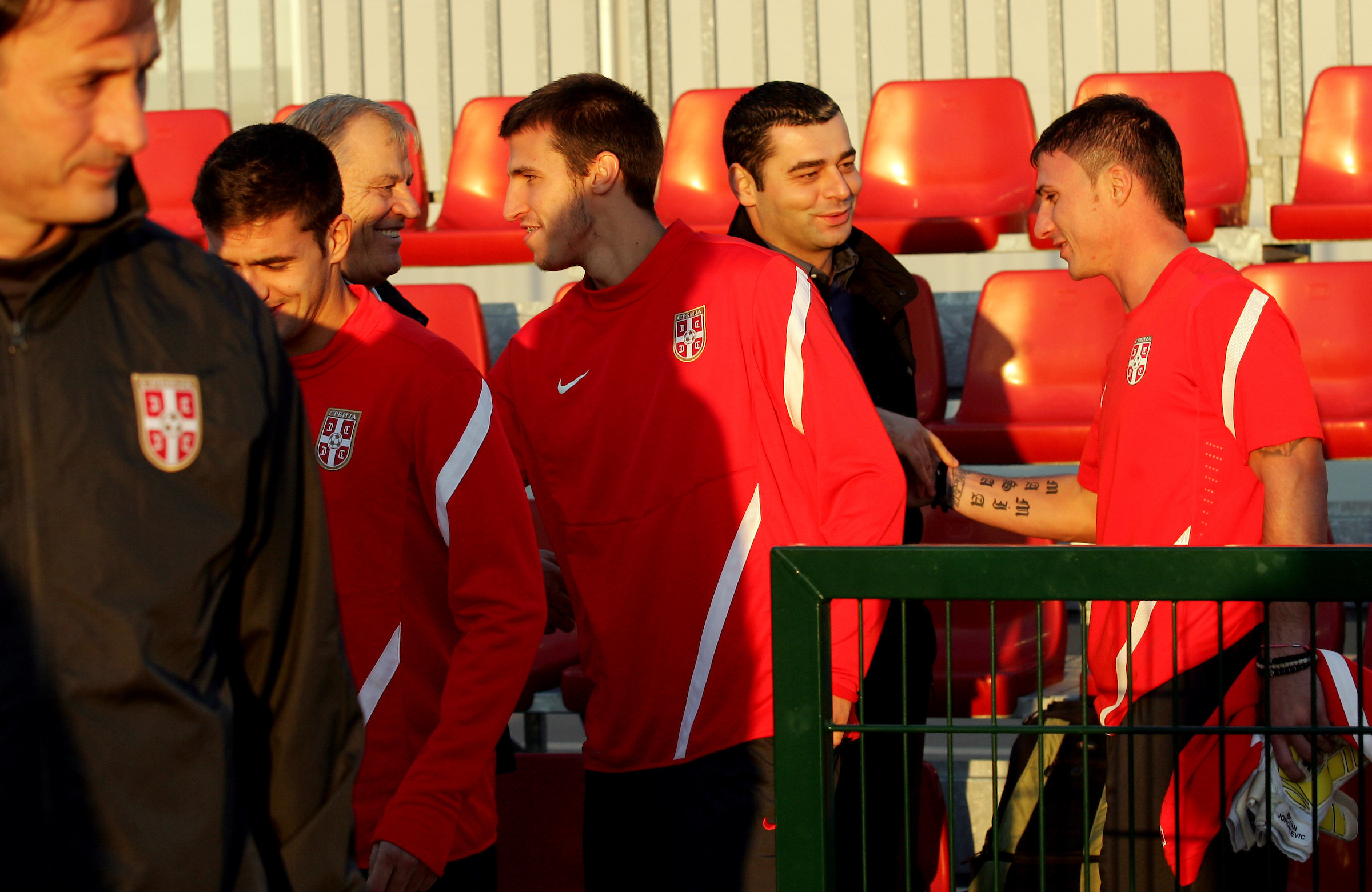 Fudbal Soccer.Kvalifikacije za World Cup 2016.Okupljanje reprezentacije pred meceve sa Belgijom i Makedonijom .Dusan Tadic Marko Scepovic Zoran Lakovic Bojan Jorgacevic.Stara Pazova, 08.10.2012..foto: Srdjan Stevanovic/Starsportphoto ©