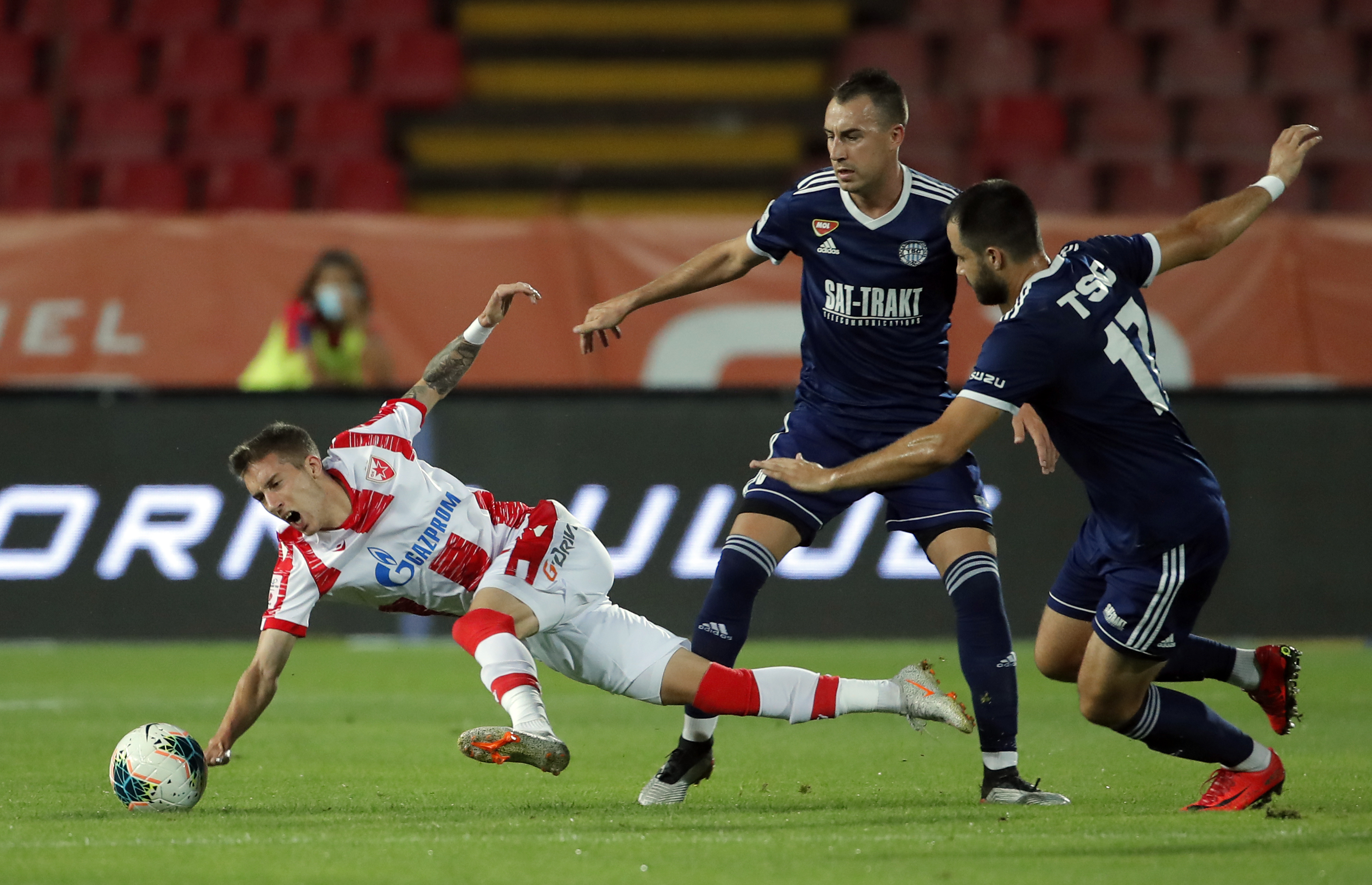 Veljko Nikolic i Nemanja Petrovic i Goran Antonic Crvena Zvezda - TSC Backa Palanka Superliga Srbije Super liga Srbija, Serbia 30. Avgust 2020. Beograd, Srbija   foto: Pedja Milosavljevic / STARSPORT