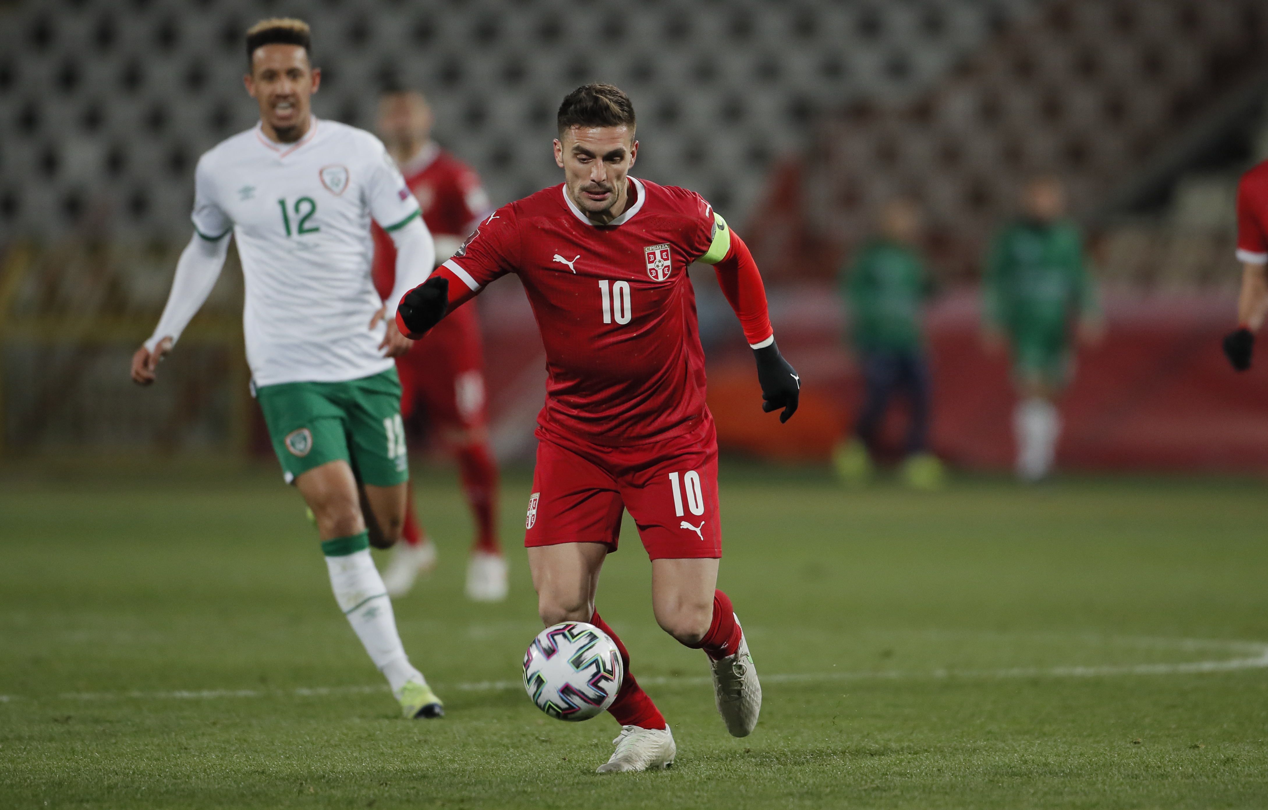 Dusan Tadic during the FIFA World Cup Qatar 2022 qualification football match between Serbia and Ireland, at the Rajko Mitic Stadium, in Belgrade, Serbia on March 24, 2021.
24.3.2021. Mart 24. 2021. Beograd, Srbija  foto: Pedja Milosavljevic / STARSPORT