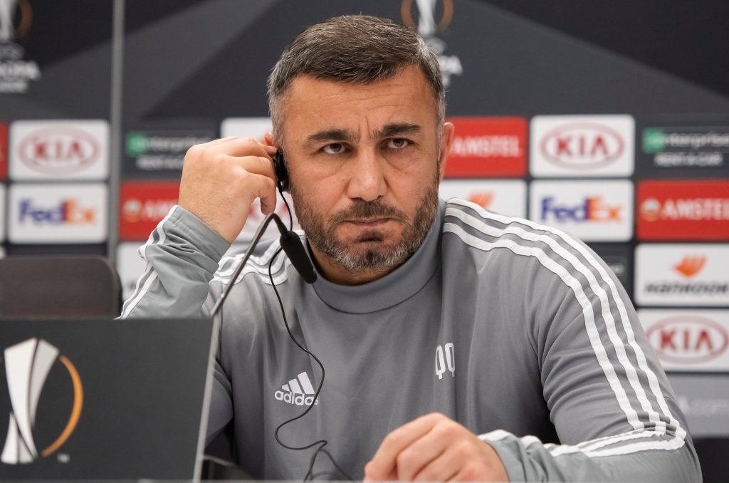 epa08029505 Qarabak FK's head coach Gurban Gurbanov attends a press conference in Seville, Spain, 27 November 2019. Qarabag FK will face Sevilla FC in a UEFA Europa League Group Stage soccer match on 28 November.  EPA-EFE/Raul Caro