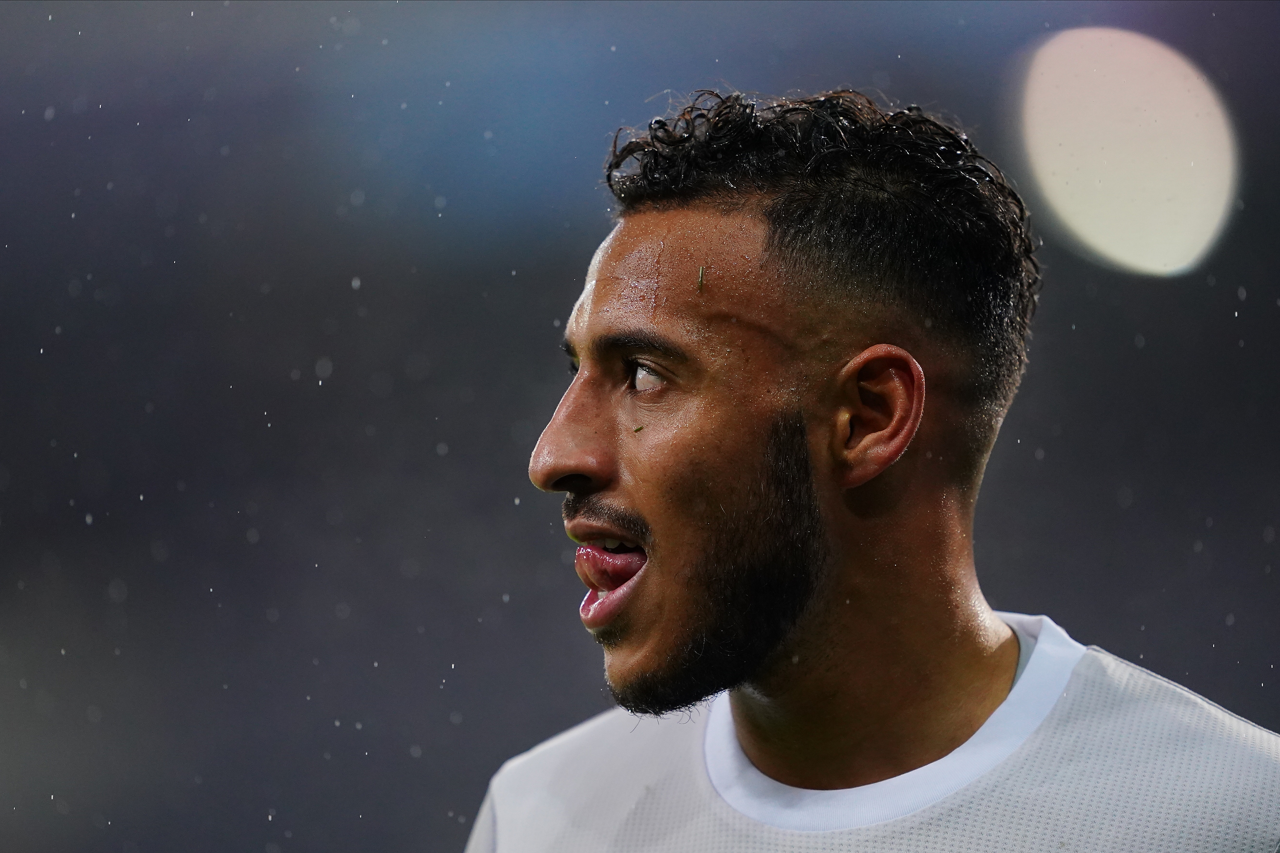 epa08797090 Bayern's Corentin Tolisso reacts during the UEFA Champions League Group A soccer match between RB Salzburg and FC Bayern Munich, in Salzburg, Austria, 03 November 2020.  EPA-EFE/LUKAS BARTH-TUTTAS