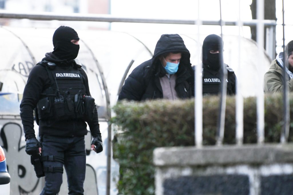 Beograd 04.02.2021. Privođenje, privodjenje, Policija ispred stadiona fudbalskog kluba Partizan, Partizan, žandarmerija Foto: Vesna Lalić/Nova.rs