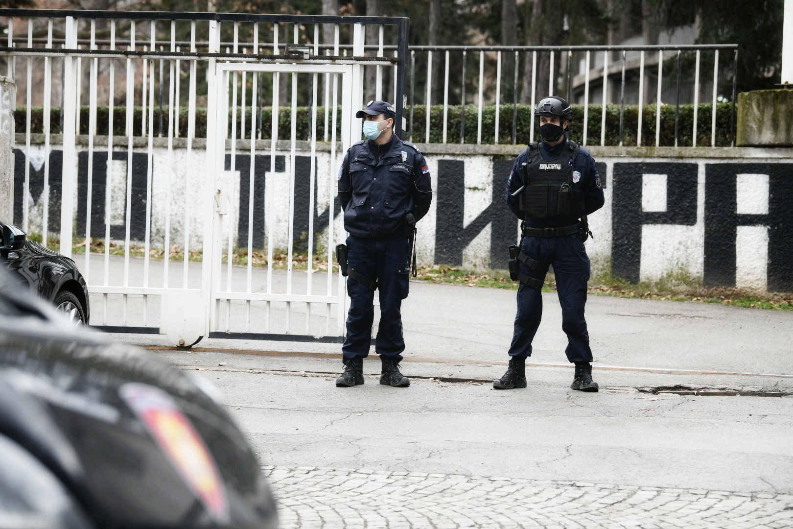 Beograd 04.02.2021. Policija ispred stadiona fudbalskog kluba Partizan, Partizan, žandarmerija Foto: Vesna Lalić/Nova.rs