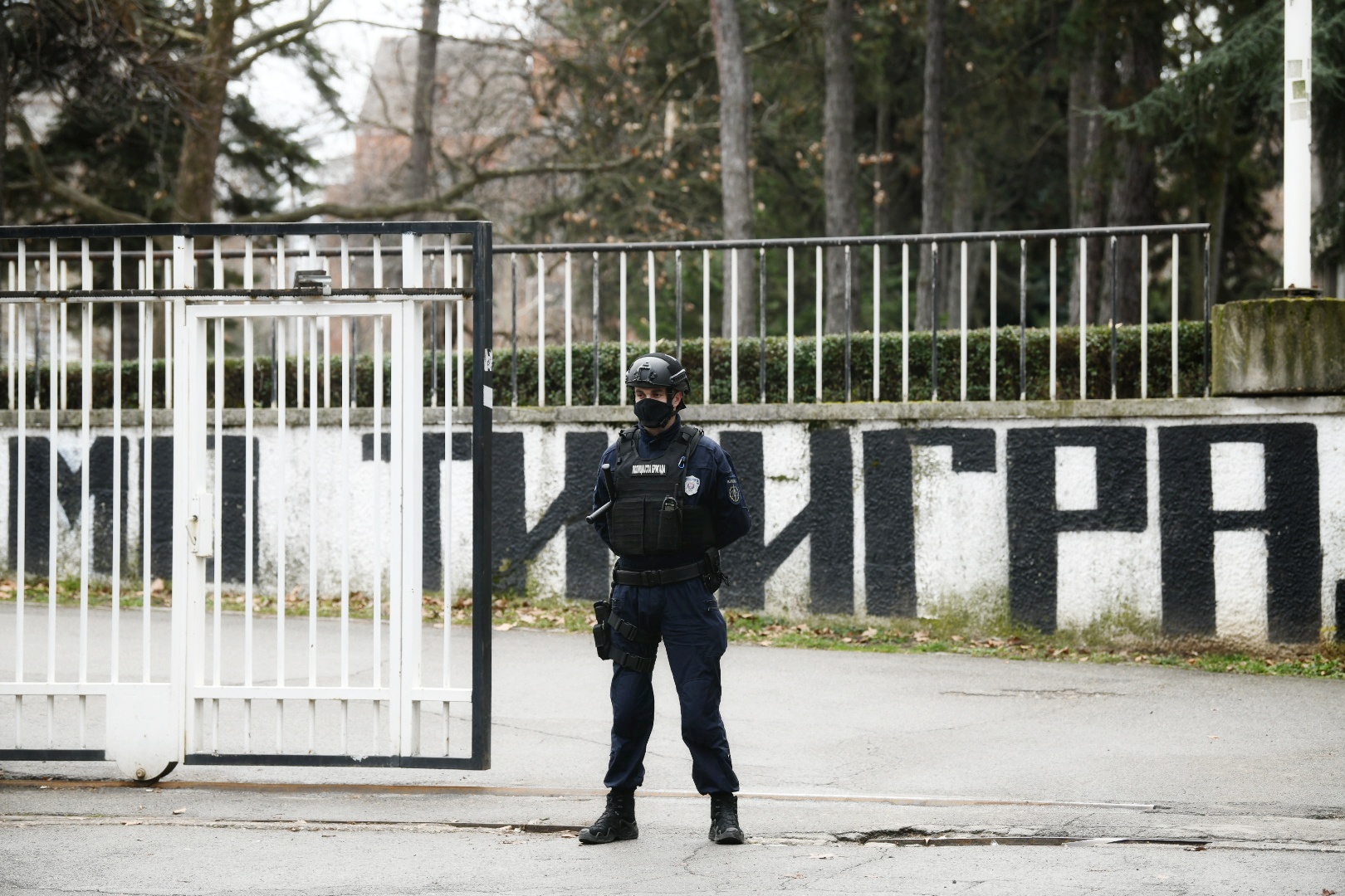 Beograd 04.02.2021. Policija ispred stadiona fudbalskog kluba Partizan, Partizan, žandarmerija Foto: Vesna Lalić/Nova.rs