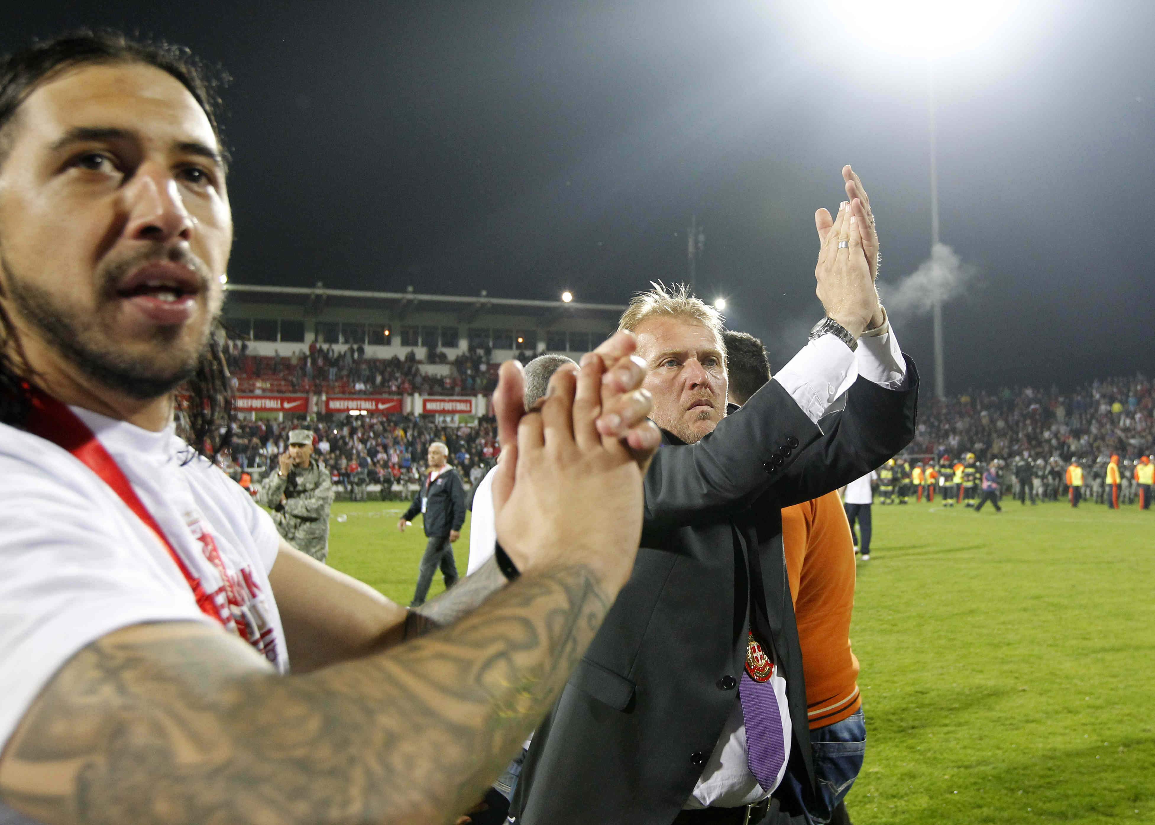 Fudbal, Finale Kupa Srbije season 2011-2012.Borac (Cacak) Vs. Crvena Zvezda.Boban Bajkovic and head coach Robert Prosinecki.Krusevac, 16.05.2012..foto: Srdjan Stevanovic/Starsportphoto ©