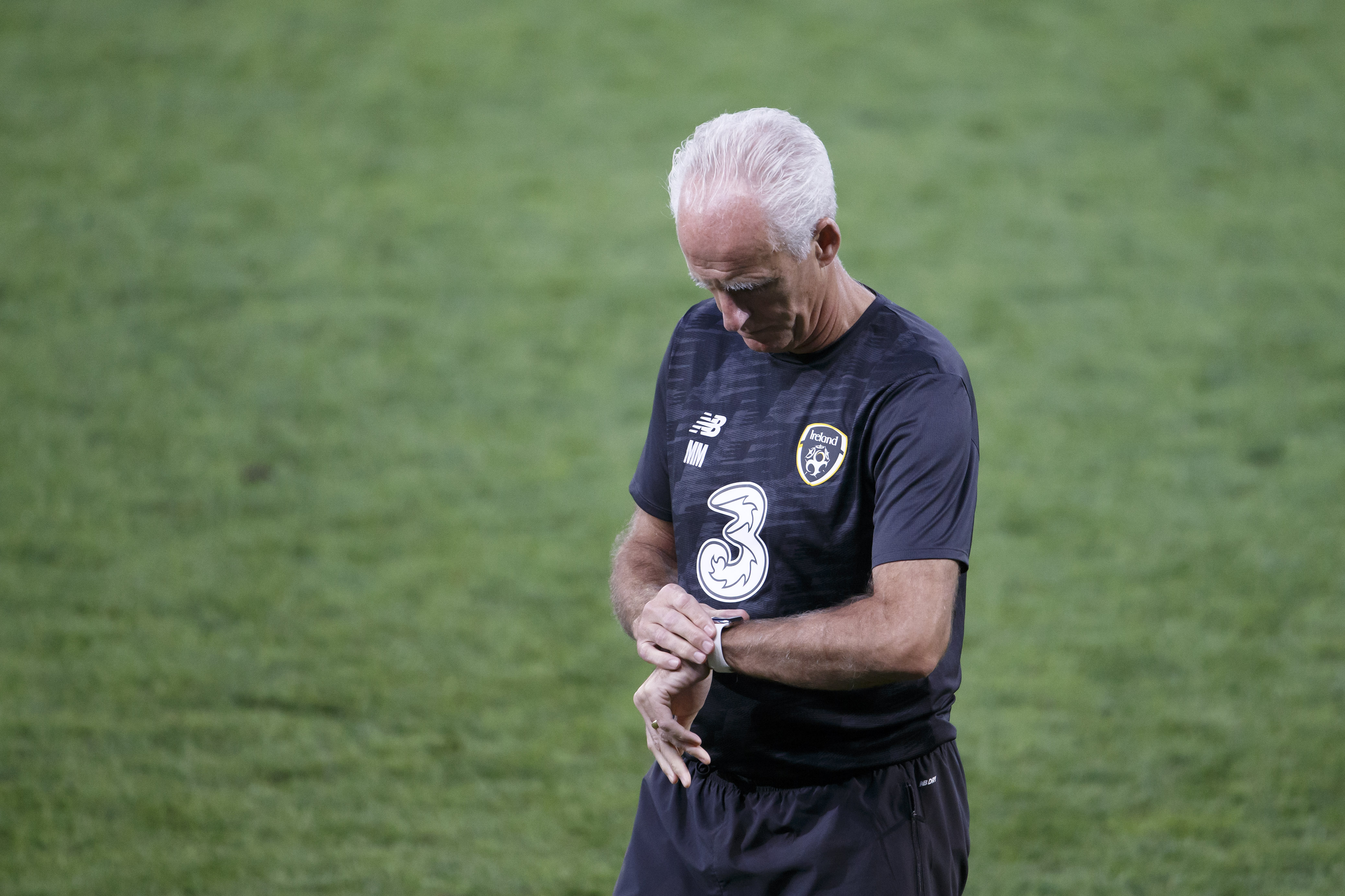 epa07920573 Ireland's head coach Mick McCarthy attends a training session in Geneva, Switzerland, 14 October 2019. Ireland play Switzerland in an UEFA Euro 2020 qualifying Group D soccer match on 15 October.  EPA-EFE/SALVATORE DI NOLFI