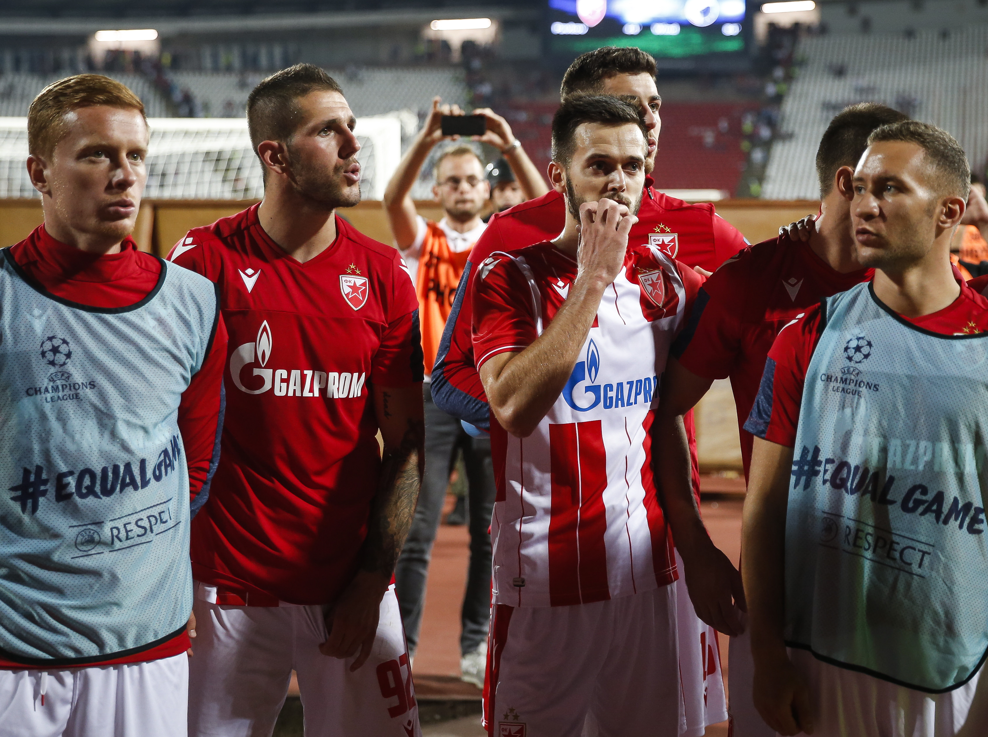Fudbal Football UEFA Champions League Third Qualifying Round: First Leg season 2019/2020
Crvena Zvezda v FC Kopenhagen
from left Radovan Pankov Aleksa Vukanovic Mirko Ivanic Veljko Simic
Beograd, 06.08.2019.
foto: Starsportphoto ©