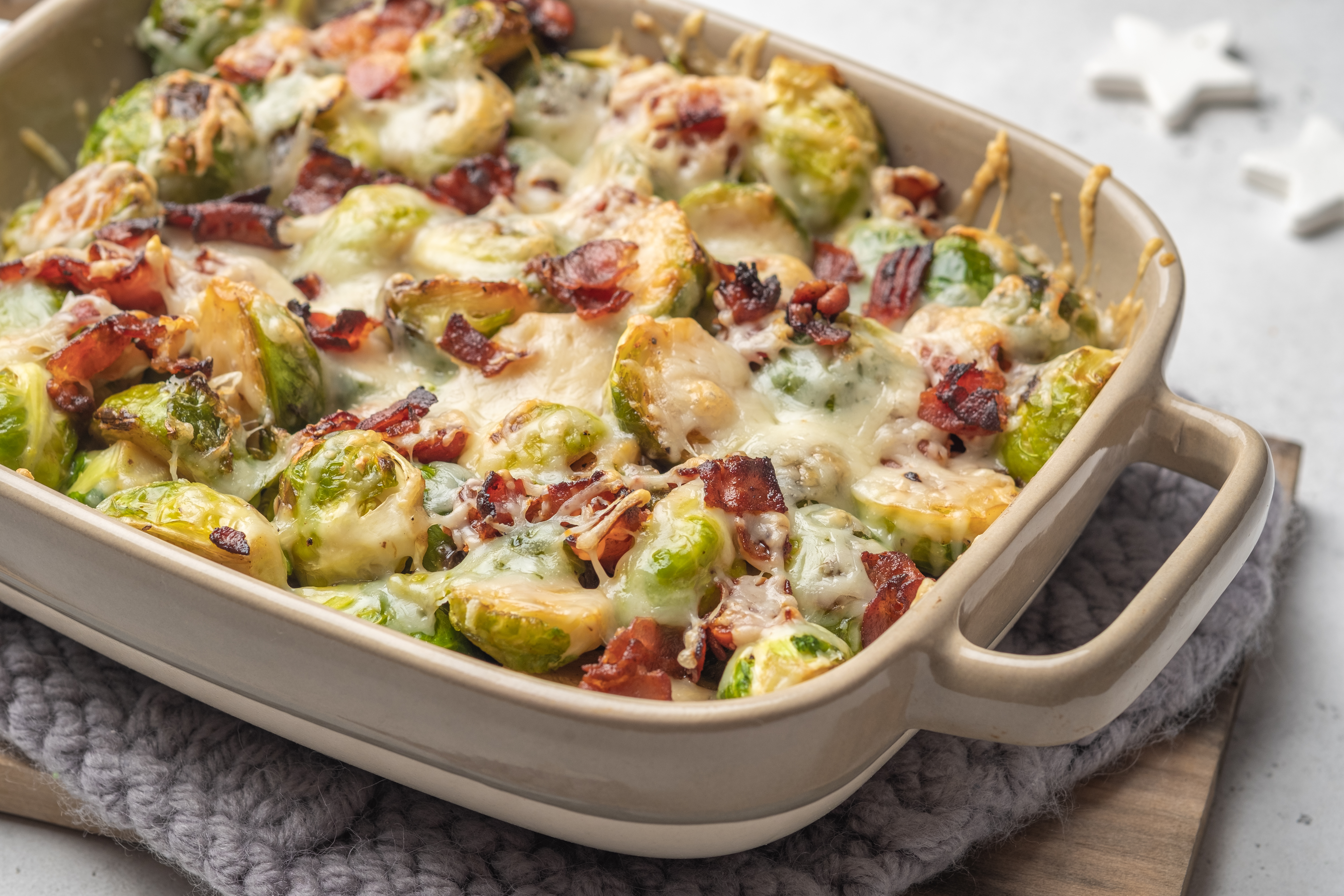 Baked,Brussel,Sprout,Casserole,With,A,Bacon,And,Cheese