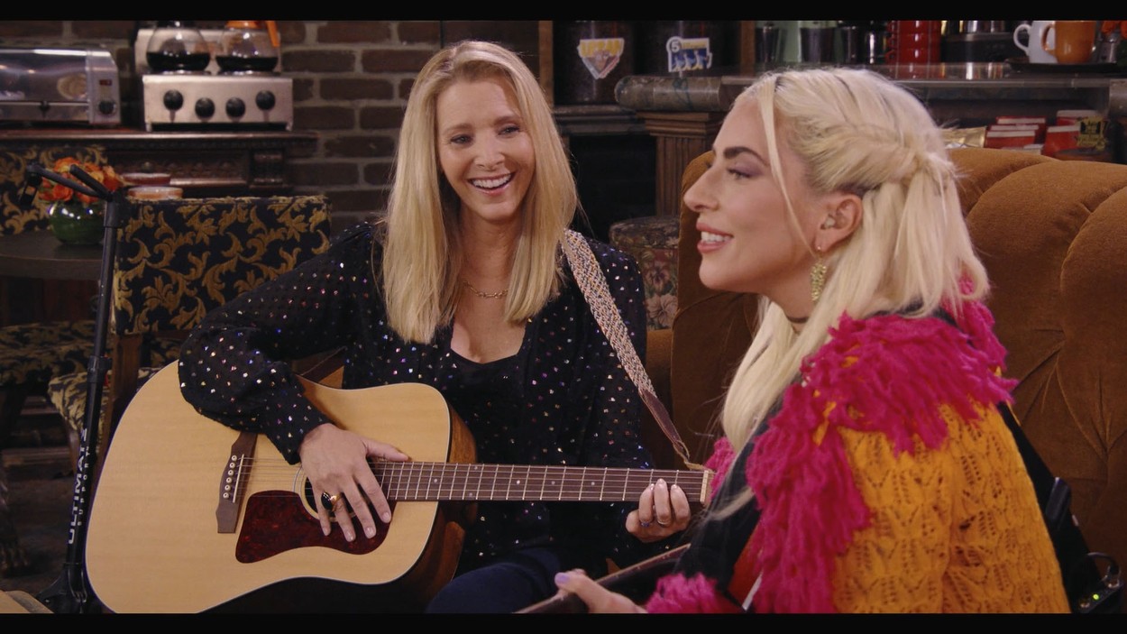 LADY GAGA joins Lisa Kudrow to sing 'Smelly Cat' on the HBO MAX special 'Friends: The Reunion.',Image: 612879086, License: Rights-managed, Restrictions: , Model Release: no, Credit line: IMP Features / IMP Features / Profimedia