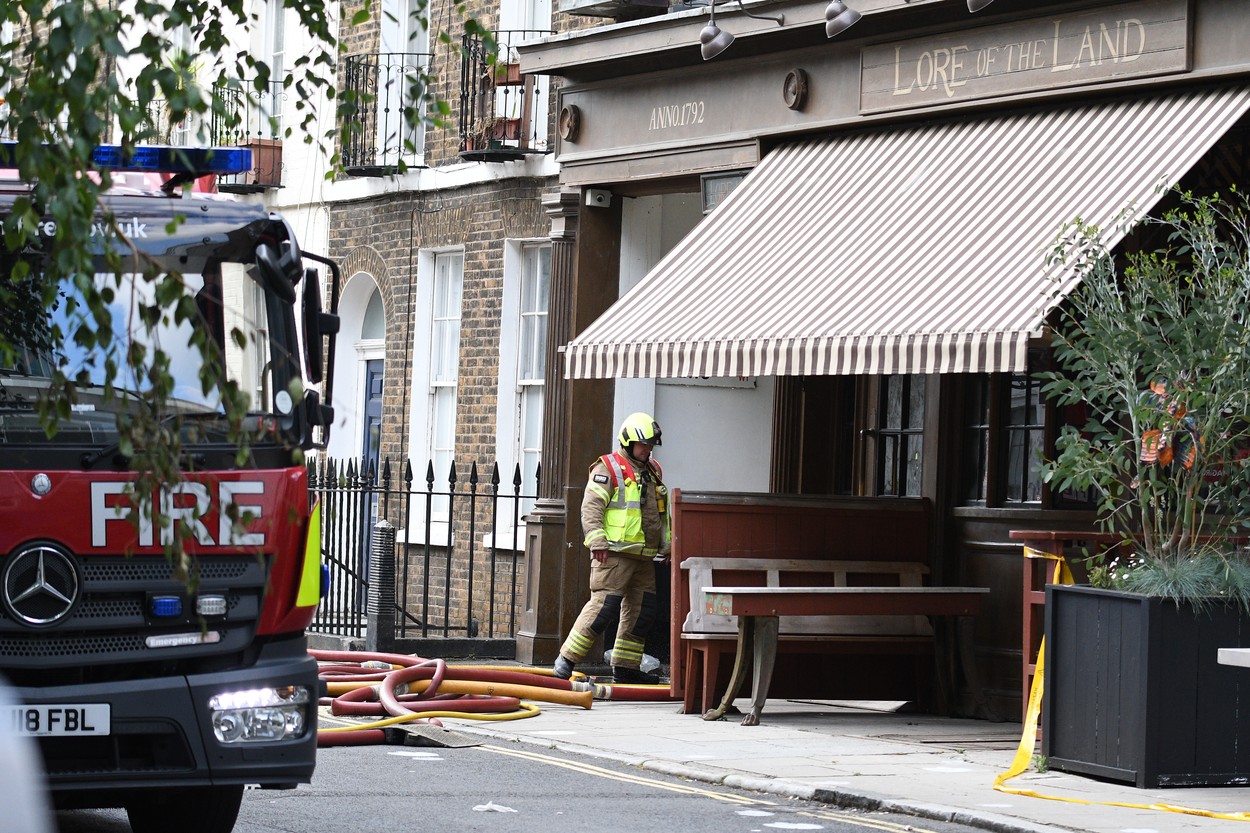 23 June 2021.
Firefighters attending Guy Ritchie's pub the Lore of the Land in Fitzrovia,Image: 617480347, License: Rights-managed, Restrictions: , Model Release: no, Credit line: GoffPhotos.com / Goff Photos / Profimedia