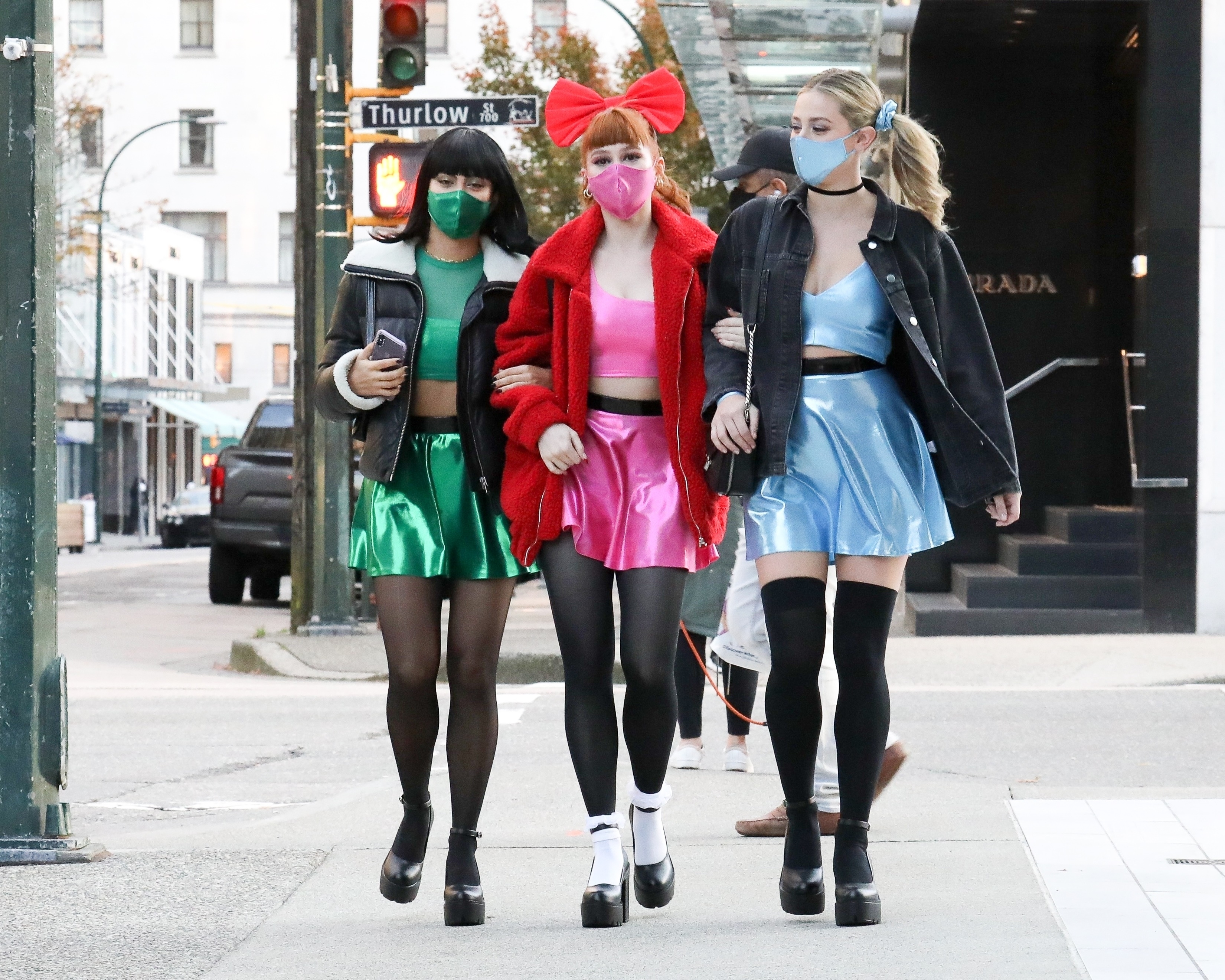 Lili Reinhart, Camila Mendes and Madelaine Petsch dress up as the Powerpuff girls for Halloween