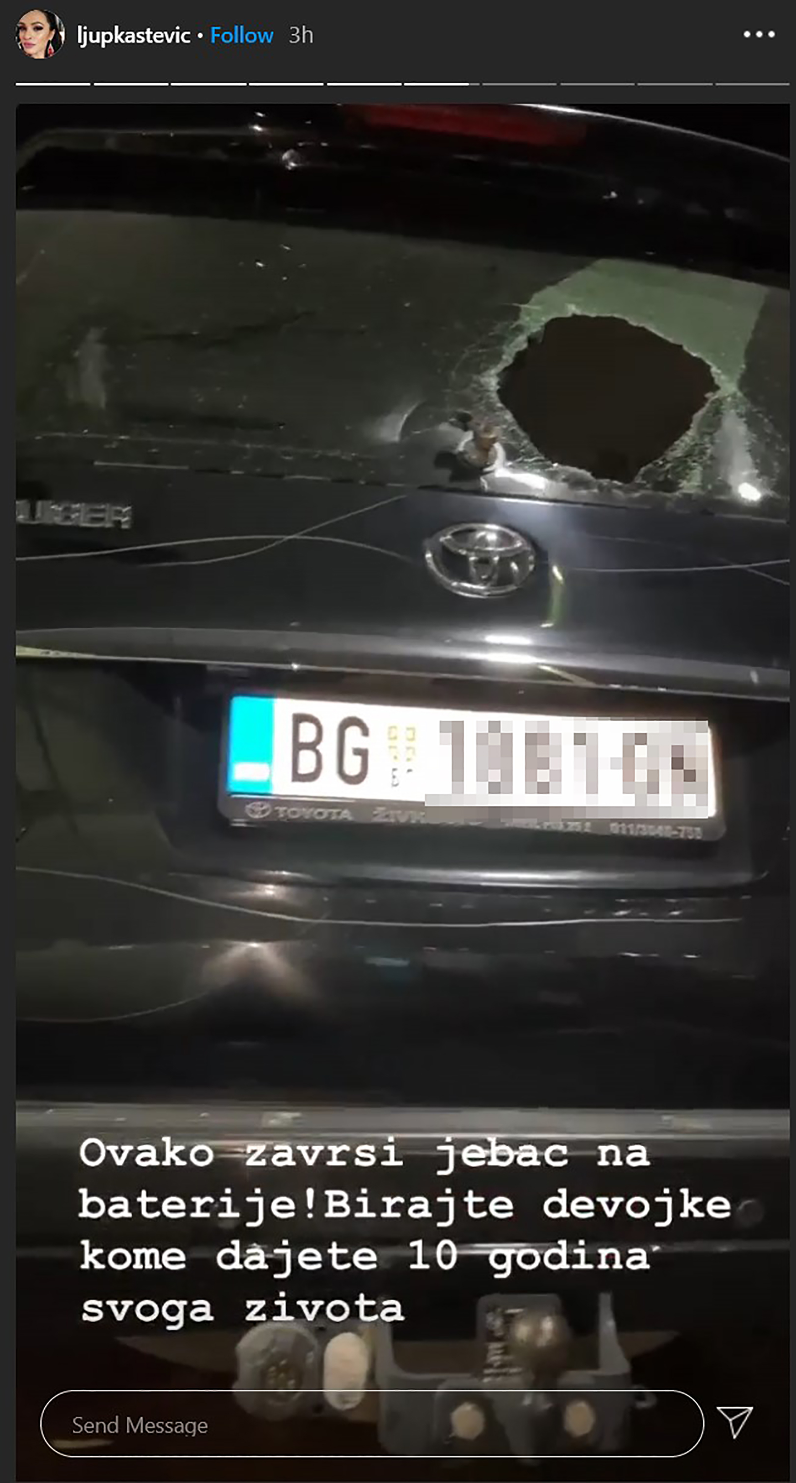 Ljupka Stevic unistila automobil
