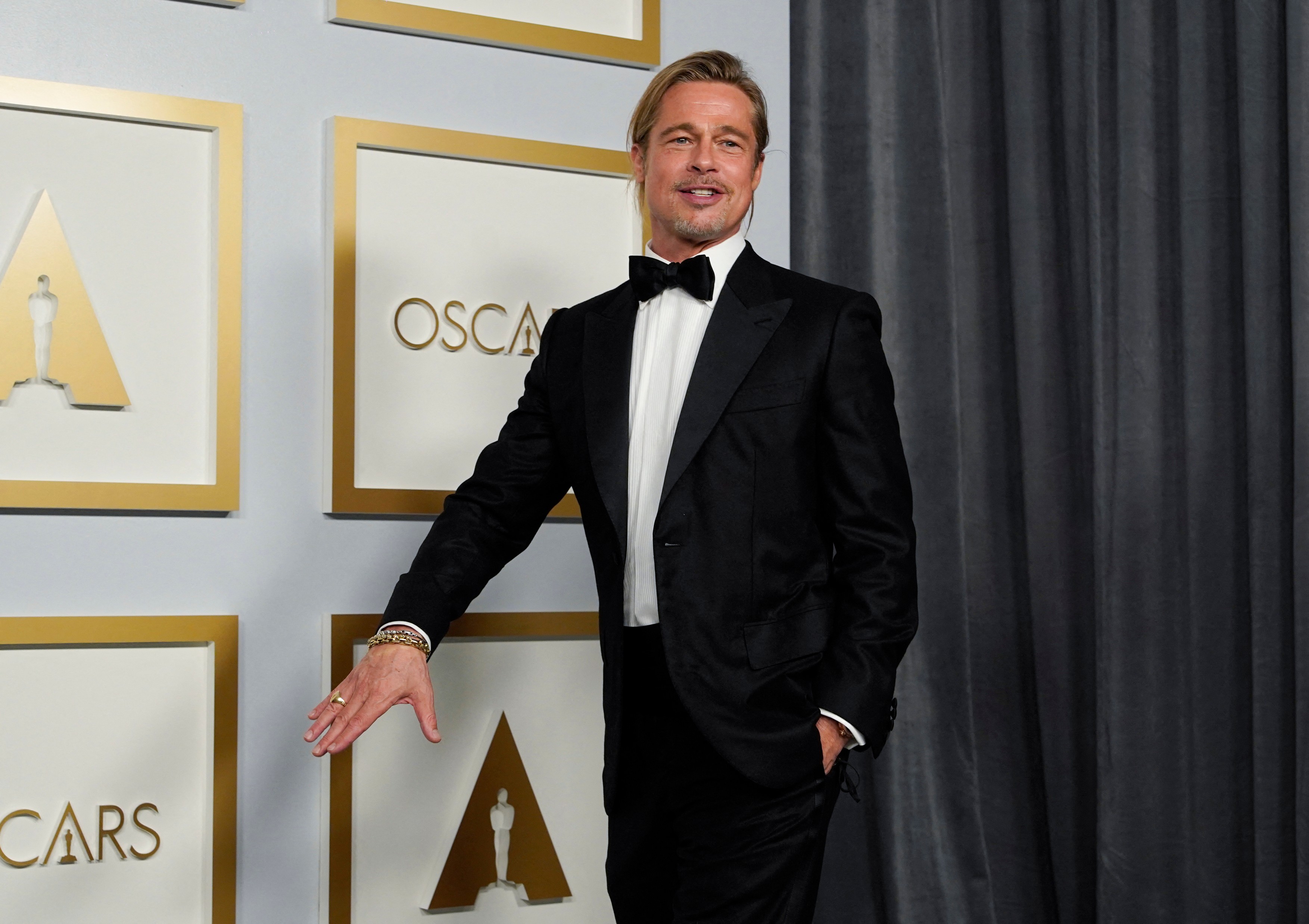 Actor Brad Pitt poses in the press room after presenting at the Oscars on April 25, 2021, at Union Station in Los Angeles.,Image: 607903813, License: Rights-managed, Restrictions: , Model Release: no, Credit line: Chris Pizzello / AFP / Profimedia