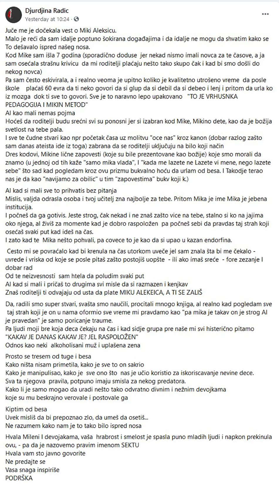 Đurđina Radić, Djurdjina Radić, status, Fejsbuk, Facebook, status Foto: Facebook/Djurdjina Radic