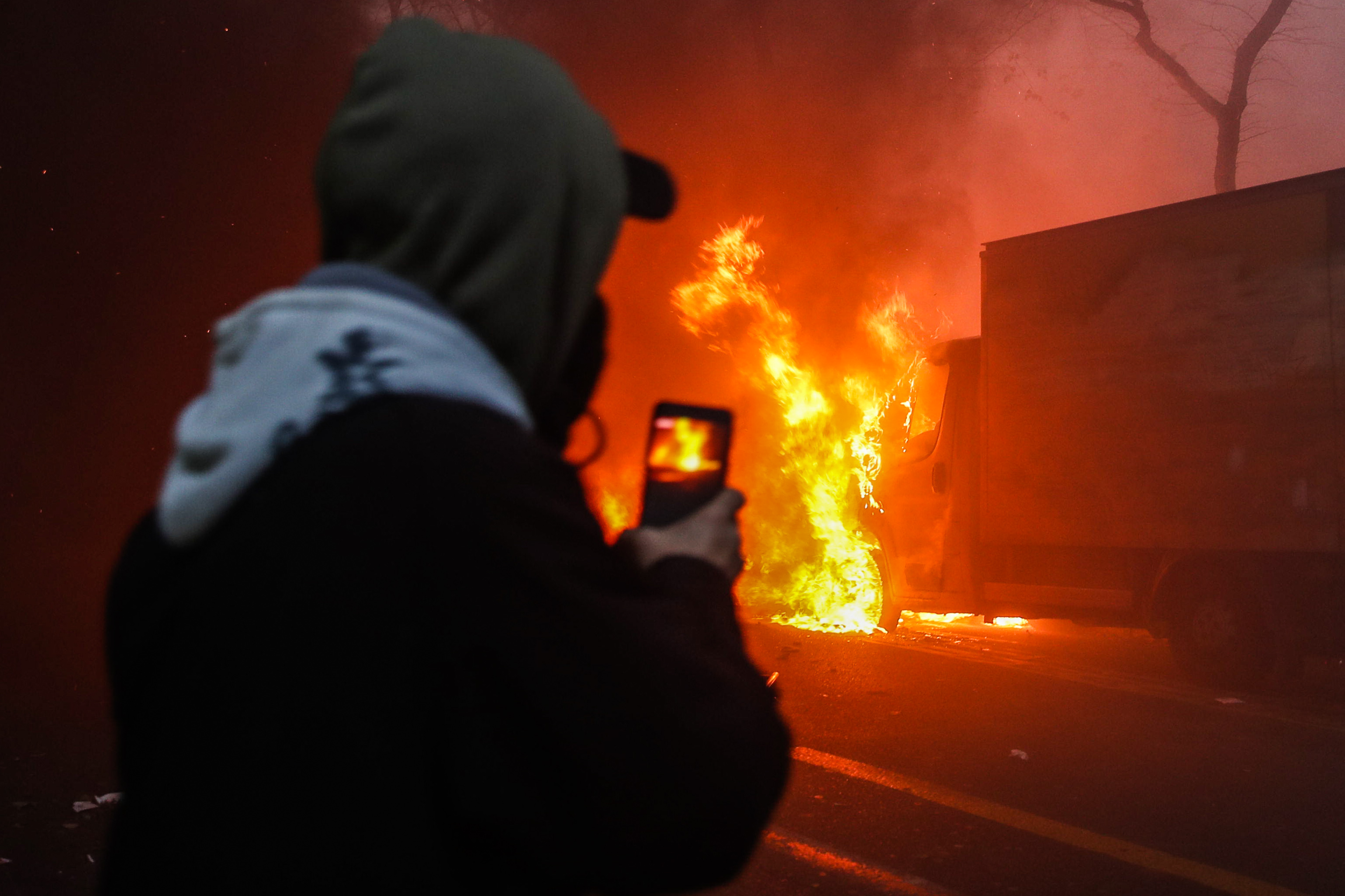 Protest against global security law in Paris